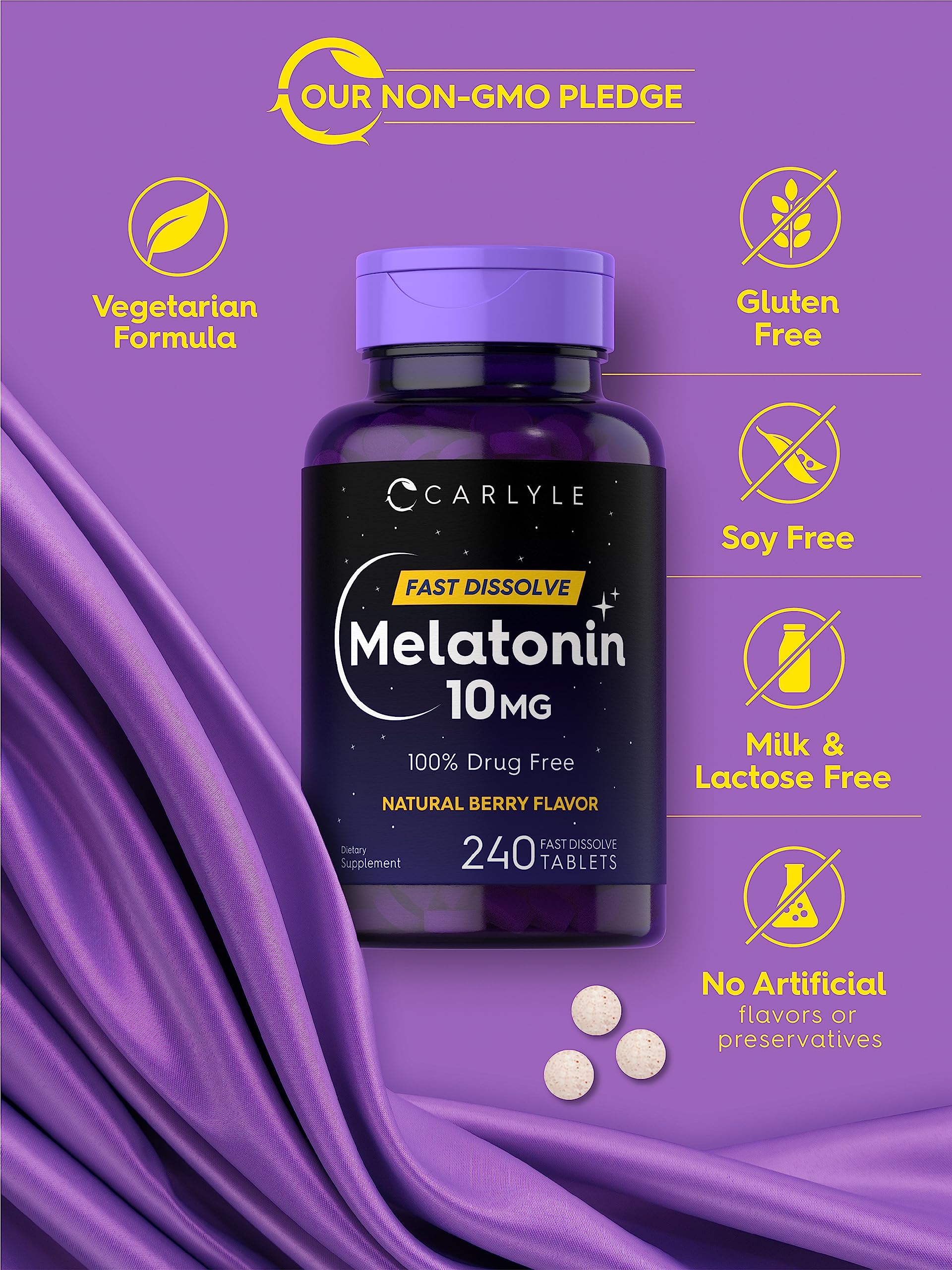 Foto 5 pulgar | Suplemento Carlyle Melatonin 10 Mg 240 Tabletas De Disolución Rápida - Venta Internacional.