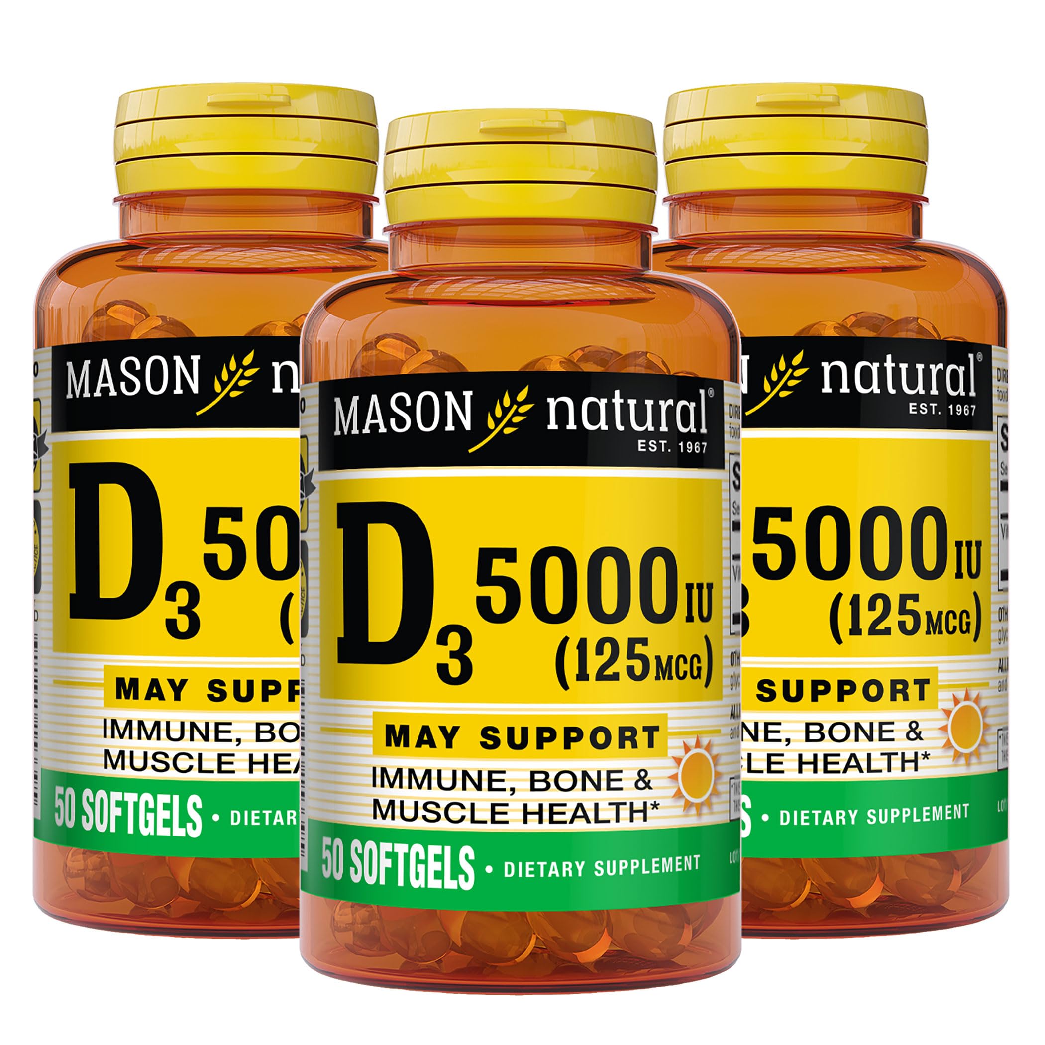 Foto 2 pulgar | Suplemento Mason Natural Vitamina D3 125 Mcg (5000 Ui) 50 Cápsulas Blandas - Venta Internacional.