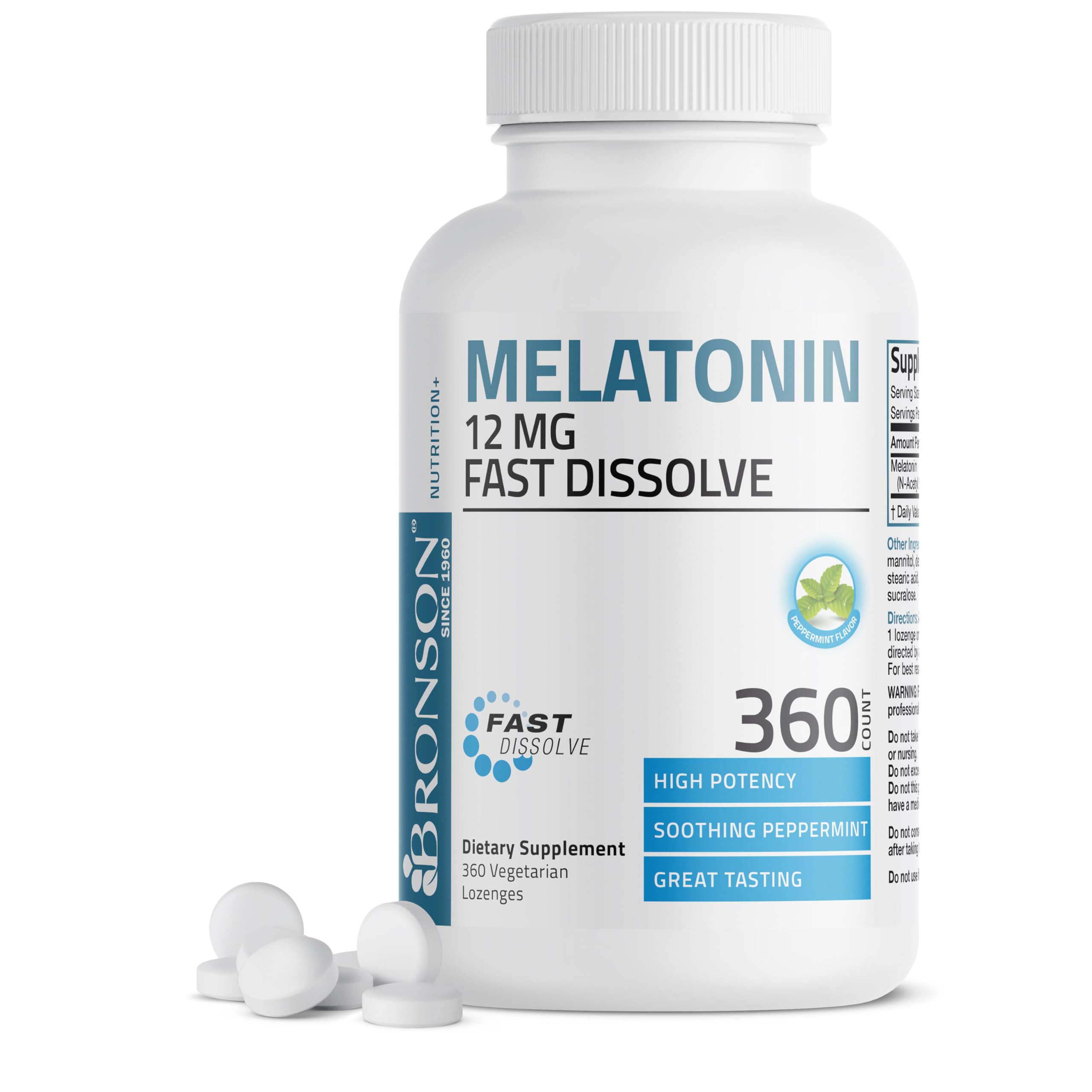 Suplemento Bronson Melatonin De 12 Mg De Disolución Rápida, 360 Pastillas - Venta Internacional.