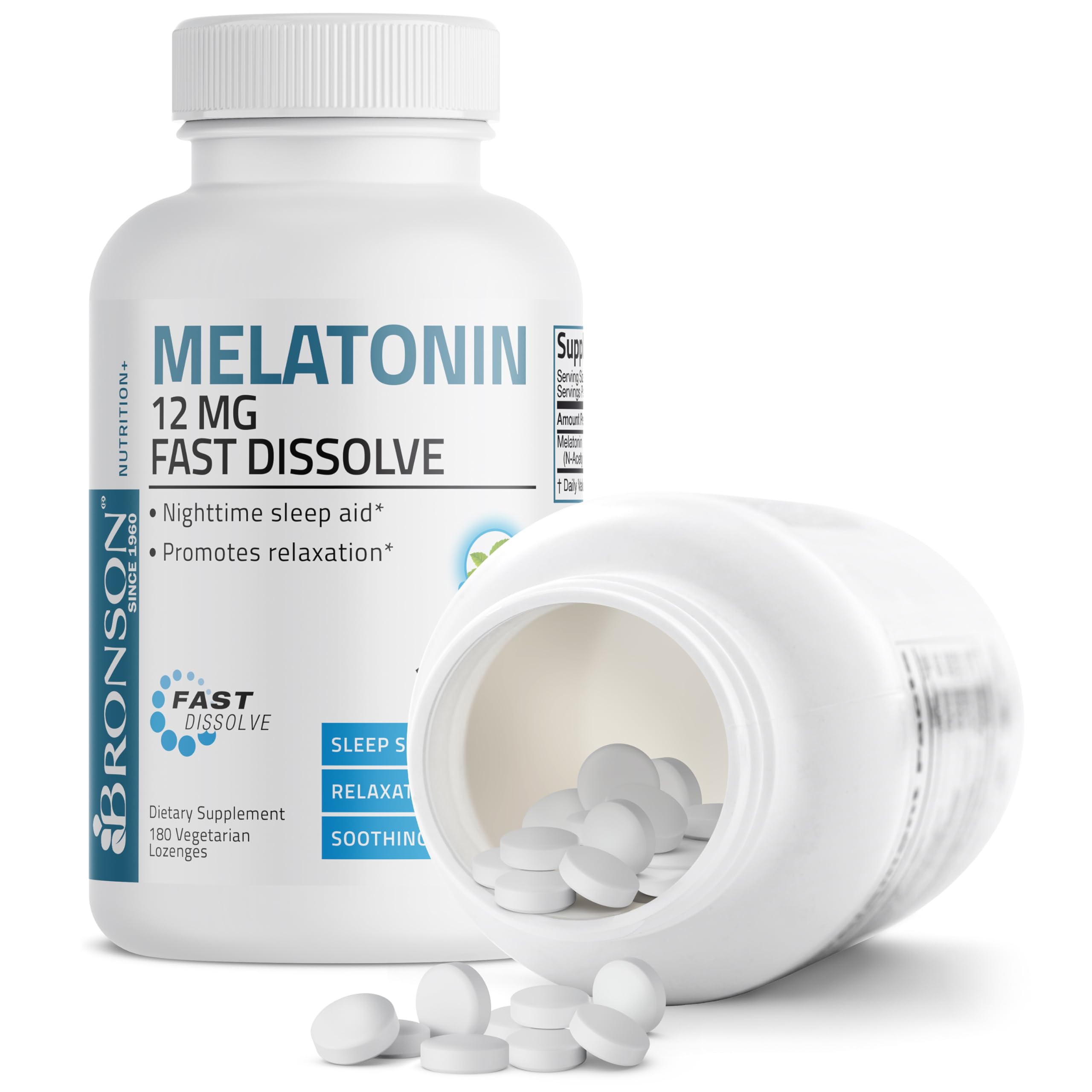 Foto 6 | Suplemento Bronson Melatonin 12 Mg De Disolución Rápida, 180 Pastillas - Venta Internacional.