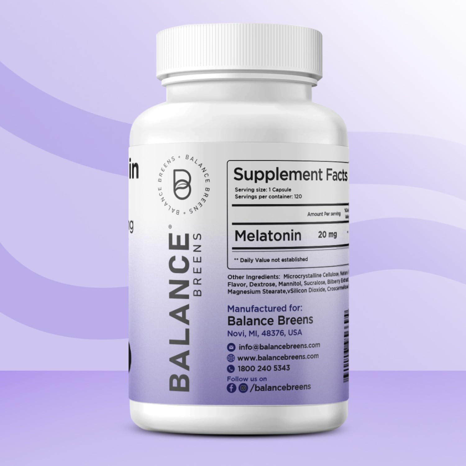 Foto 4 pulgar | Sleep Aid Balancebreens Melatonina 20 Mg 120 Comprimidos - Venta Internacional.