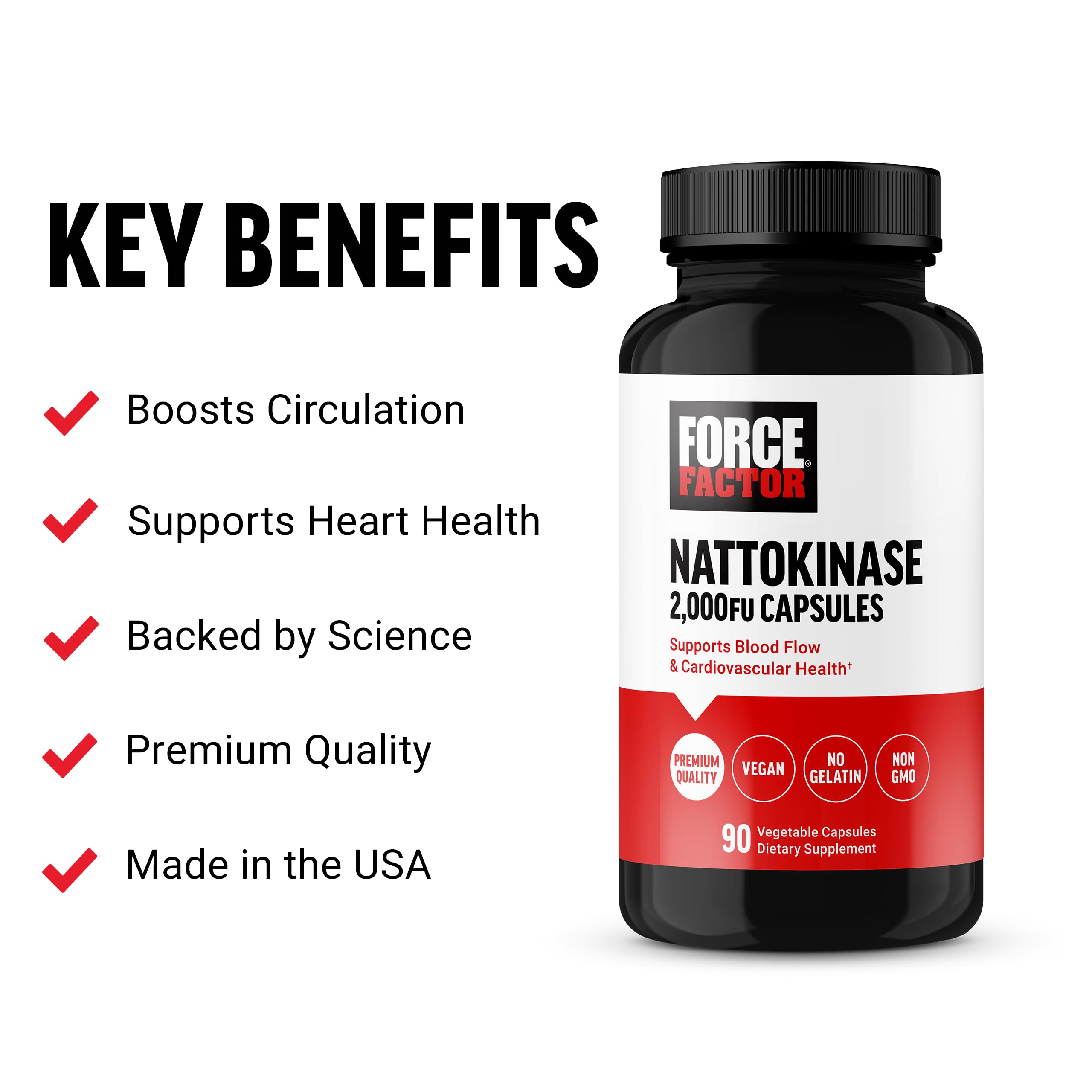Foto 2 | Suplemento Force Factor Nattokinase 2000 Fu Heart Health 90 Cápsulas - Venta Internacional
