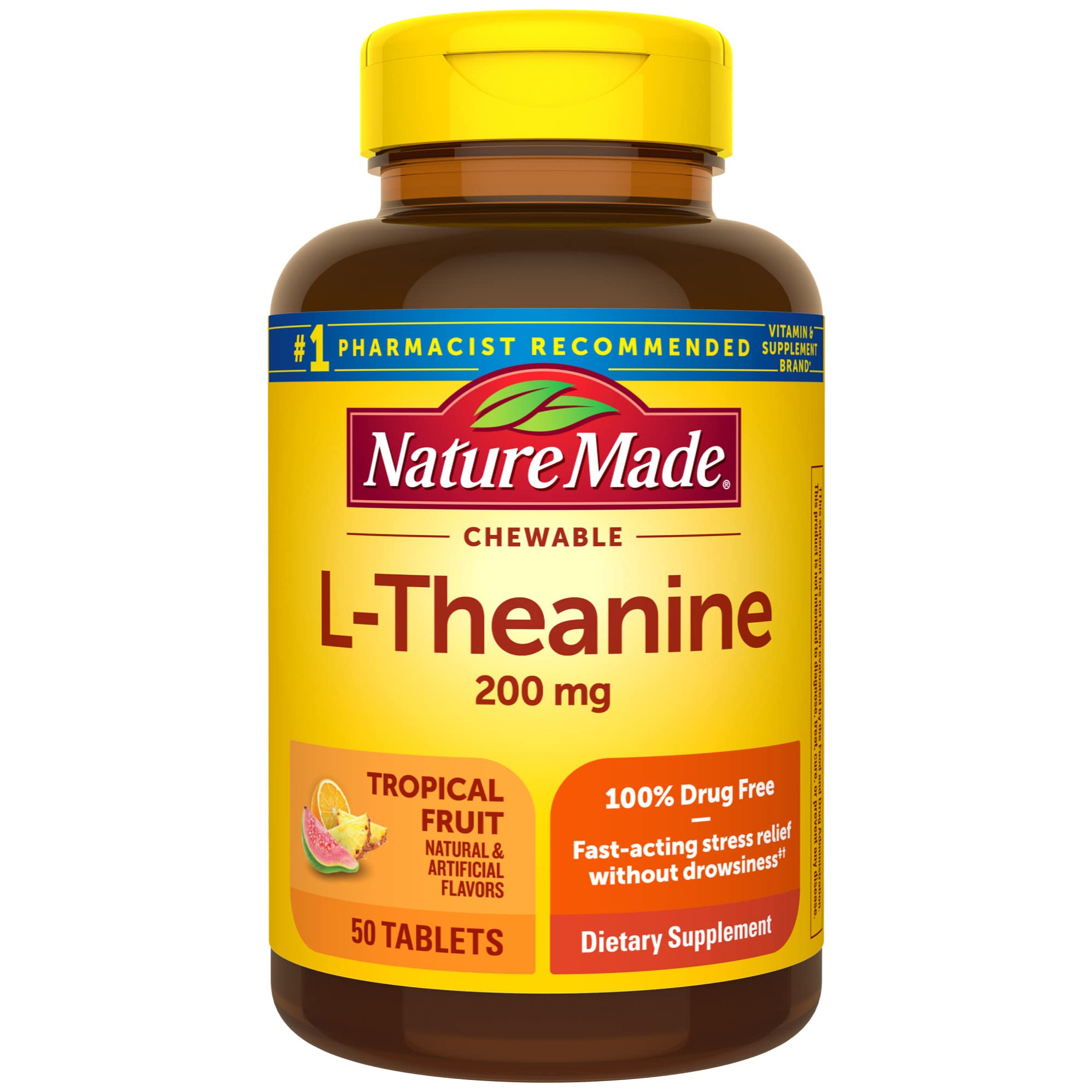 Foto 2 pulgar | Suplemento de L-teanina Masticable Nature Made 200 Mg 50 Tabletas - Venta Internacional