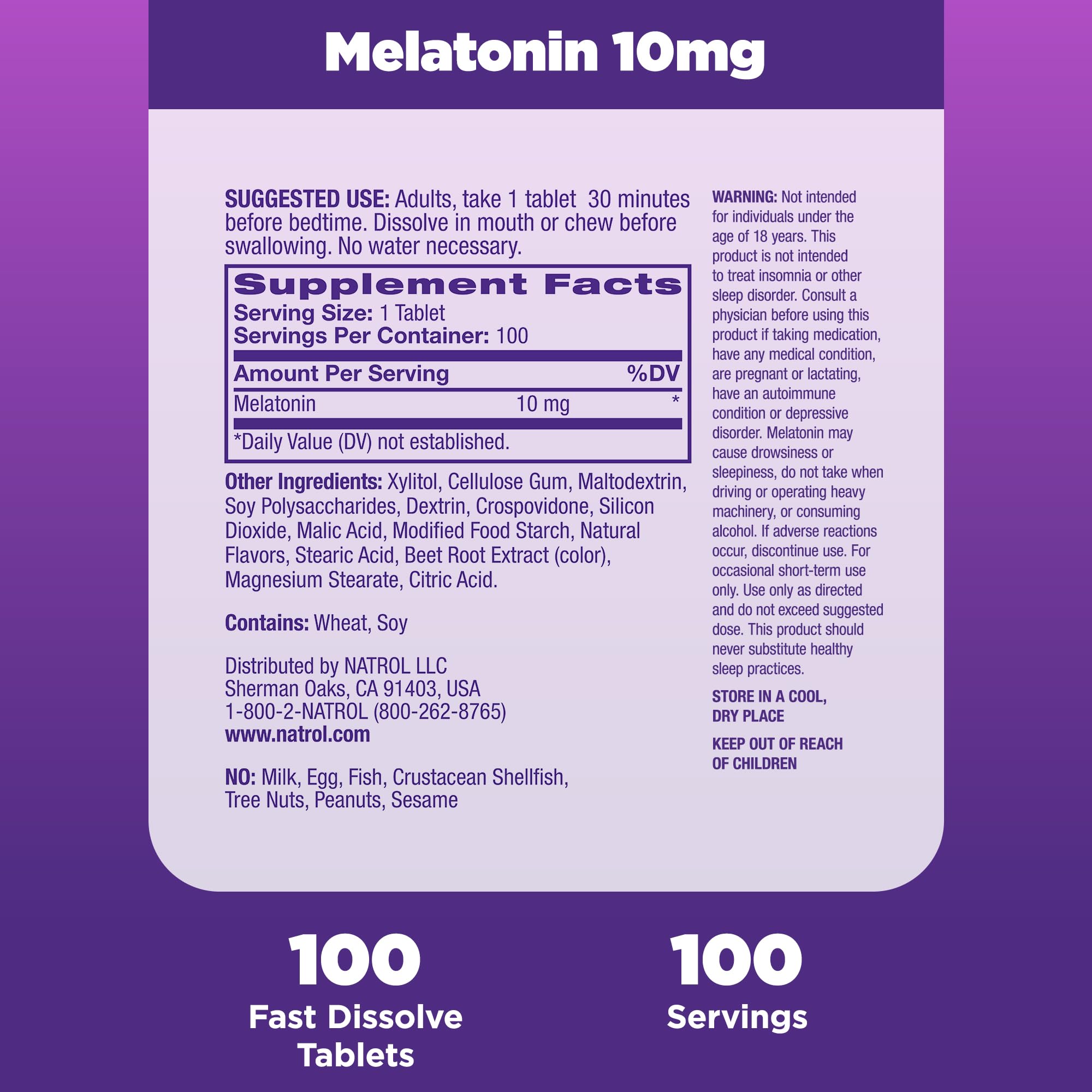 Foto 7 pulgar | Suplemento Natrol Fast Dissolve Melatonin 10 mg 100 Comprimidos - Venta Internacional