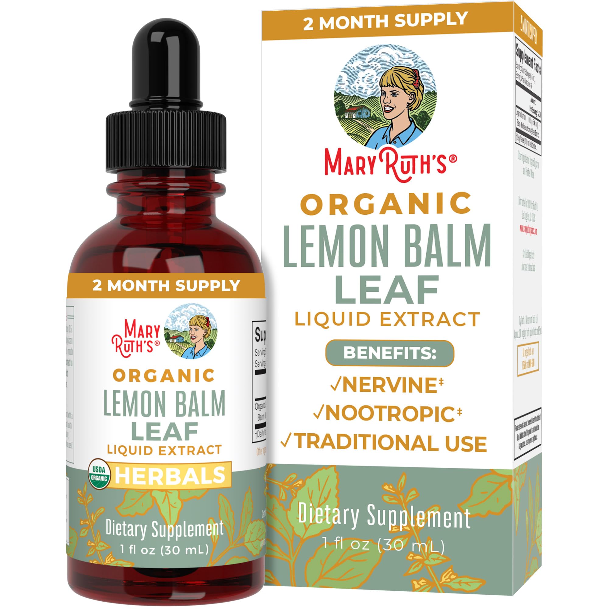 Foto 1 | Suplemento Maryruth's Lemon Balm Leaf, 30 Ml, Vegano, Sin Ogm - Venta Internacional.