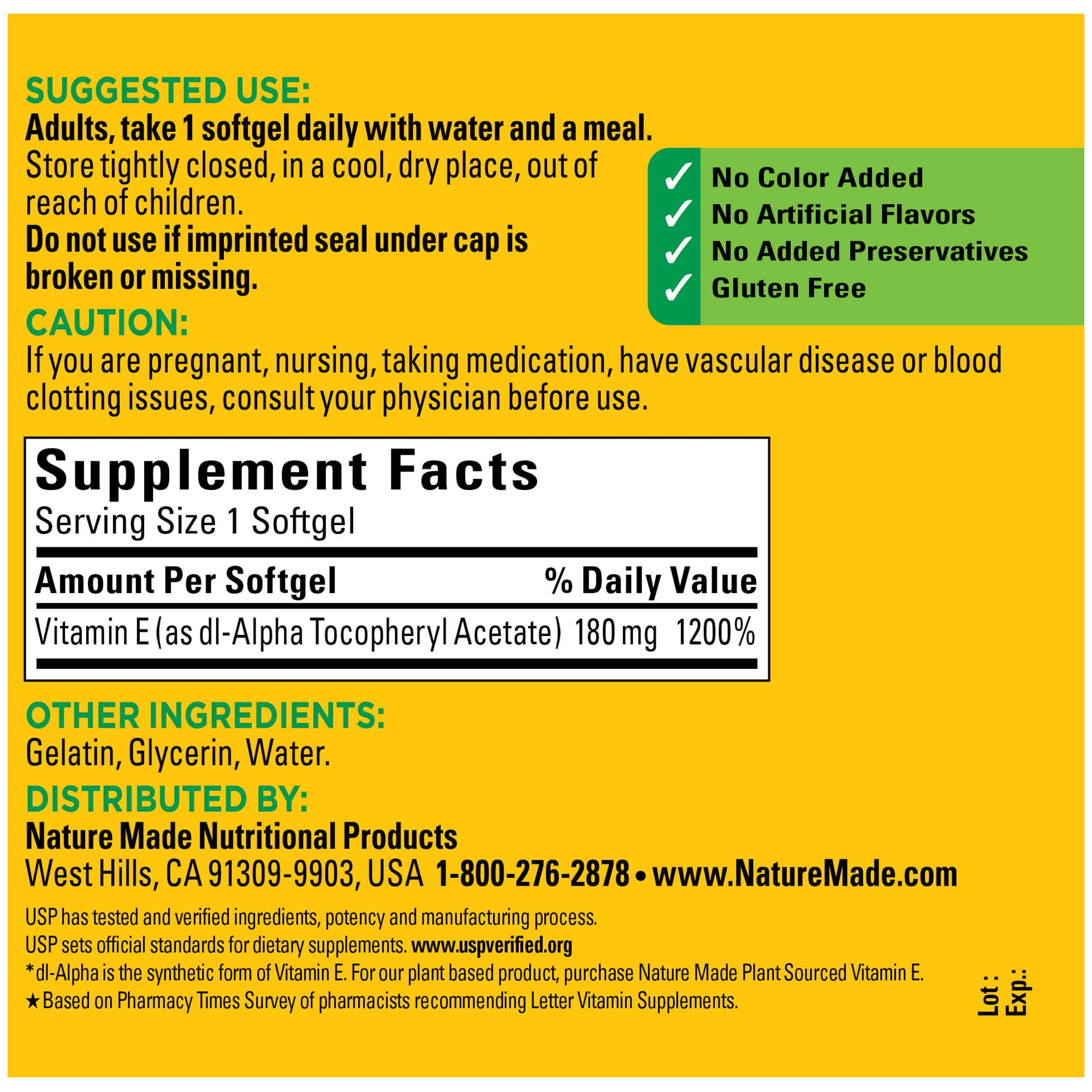 Foto 6 pulgar | Suplemento de Vitamina E Nature Made 180 mg 400 Ui 300 Cápsulas - Venta Internacional