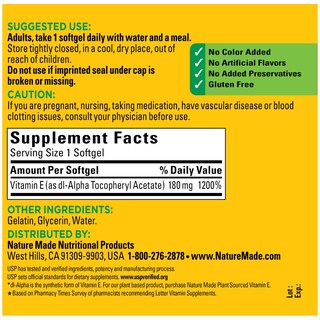Foto 5 | Suplemento de Vitamina E Nature Made 180 mg 400 Ui 300 Cápsulas - Venta Internacional