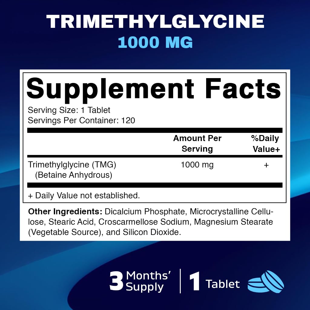Foto 3 pulgar | Suplementos Vitamatic Tmg 1000 Mg Trimetilglicina 120 Comprimidos - Venta Internacional