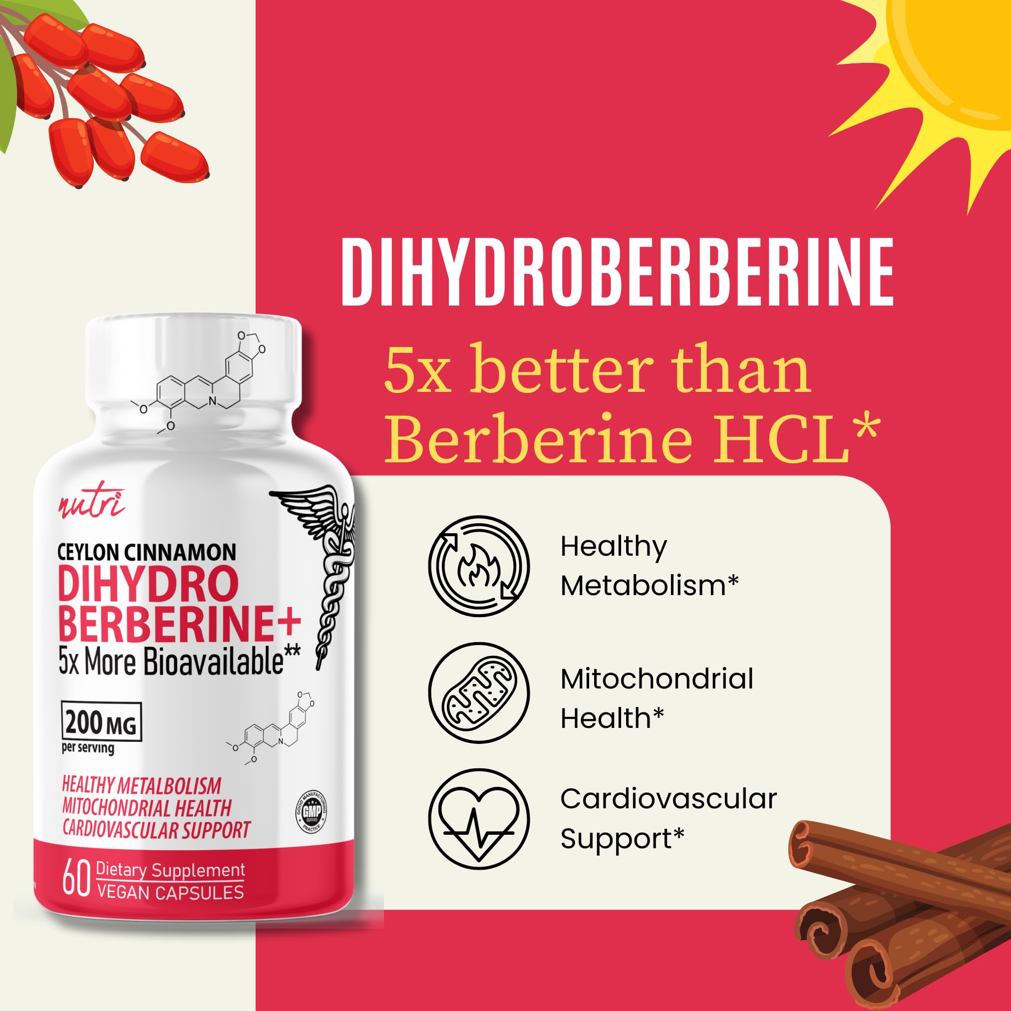Foto 3 | Suplemento Nature's Fusions De Dihidroberberina 200 Mg 60 Cápsulas - Venta Internacional