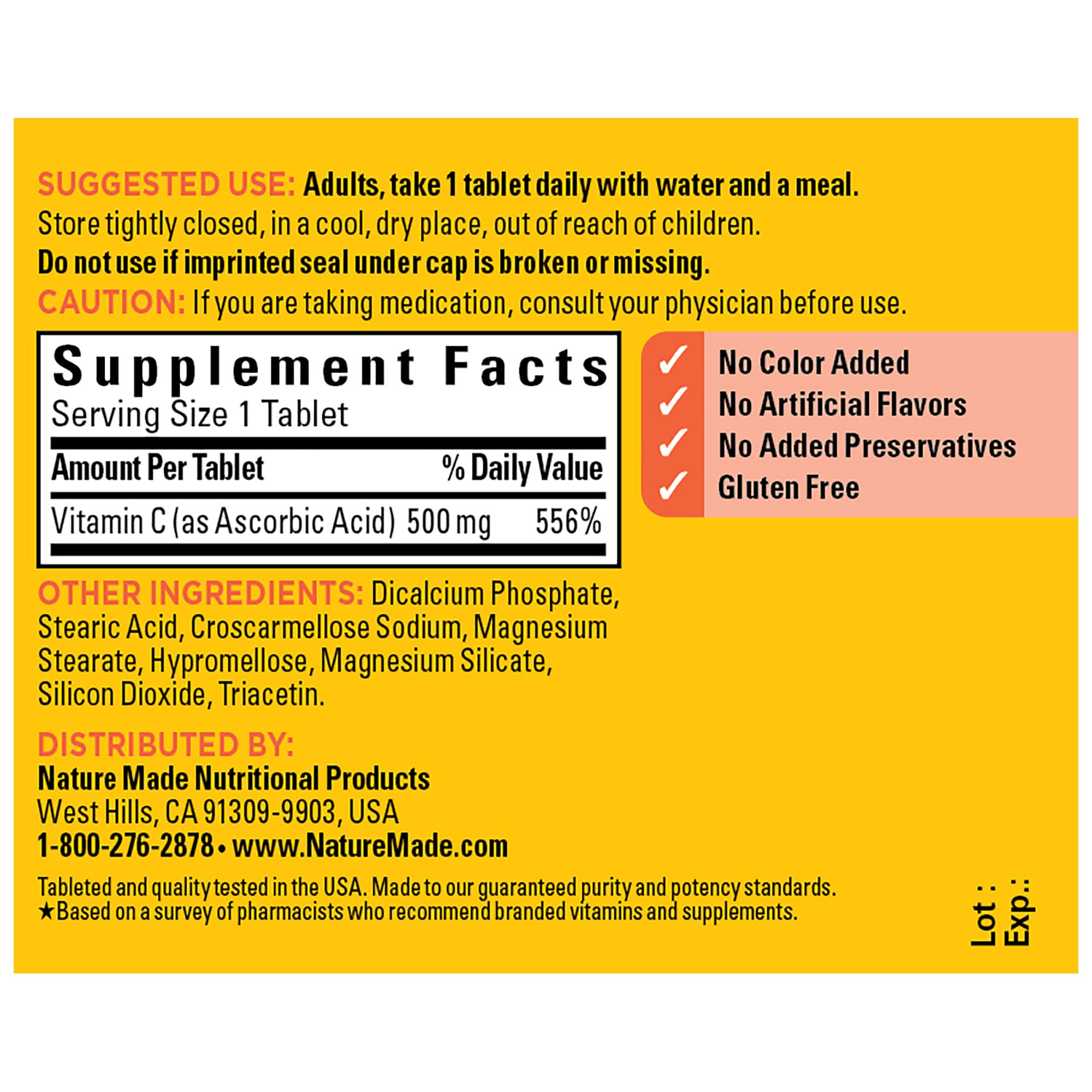 Foto 6 pulgar | Suplemento Vitamina C Nature Made 500 mg 100 Tabletas - Venta Internacional