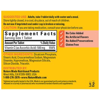Foto 5 | Suplemento Vitamina C Nature Made 500 mg 100 Tabletas - Venta Internacional