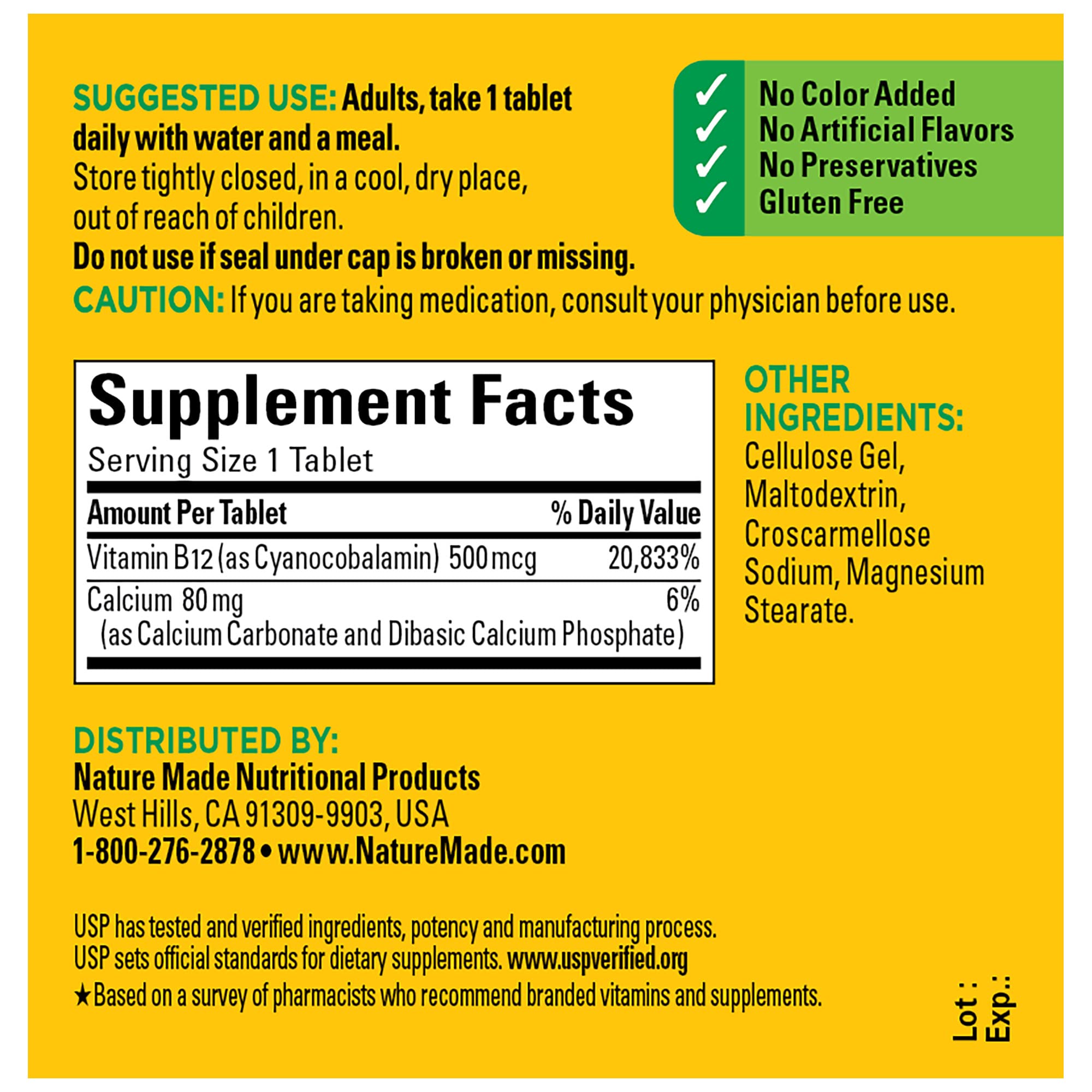 Foto 6 pulgar | Suplemento Nature Made Vitamina B12 500 Mcg 100 Tabletas - Venta Internacional