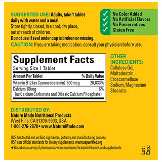 Foto 5 | Suplemento Nature Made Vitamina B12 500 Mcg 100 Tabletas - Venta Internacional