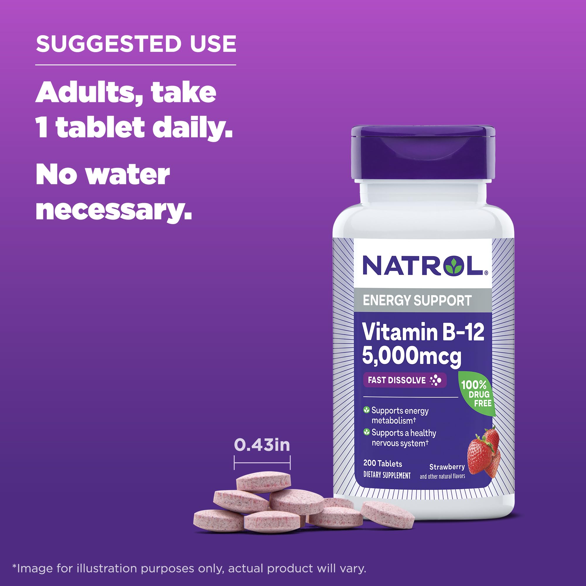Foto 7 pulgar | Suplemento Natrol de Vitamina B-12 5000 mcg 200 Tabletas - Venta Internacional