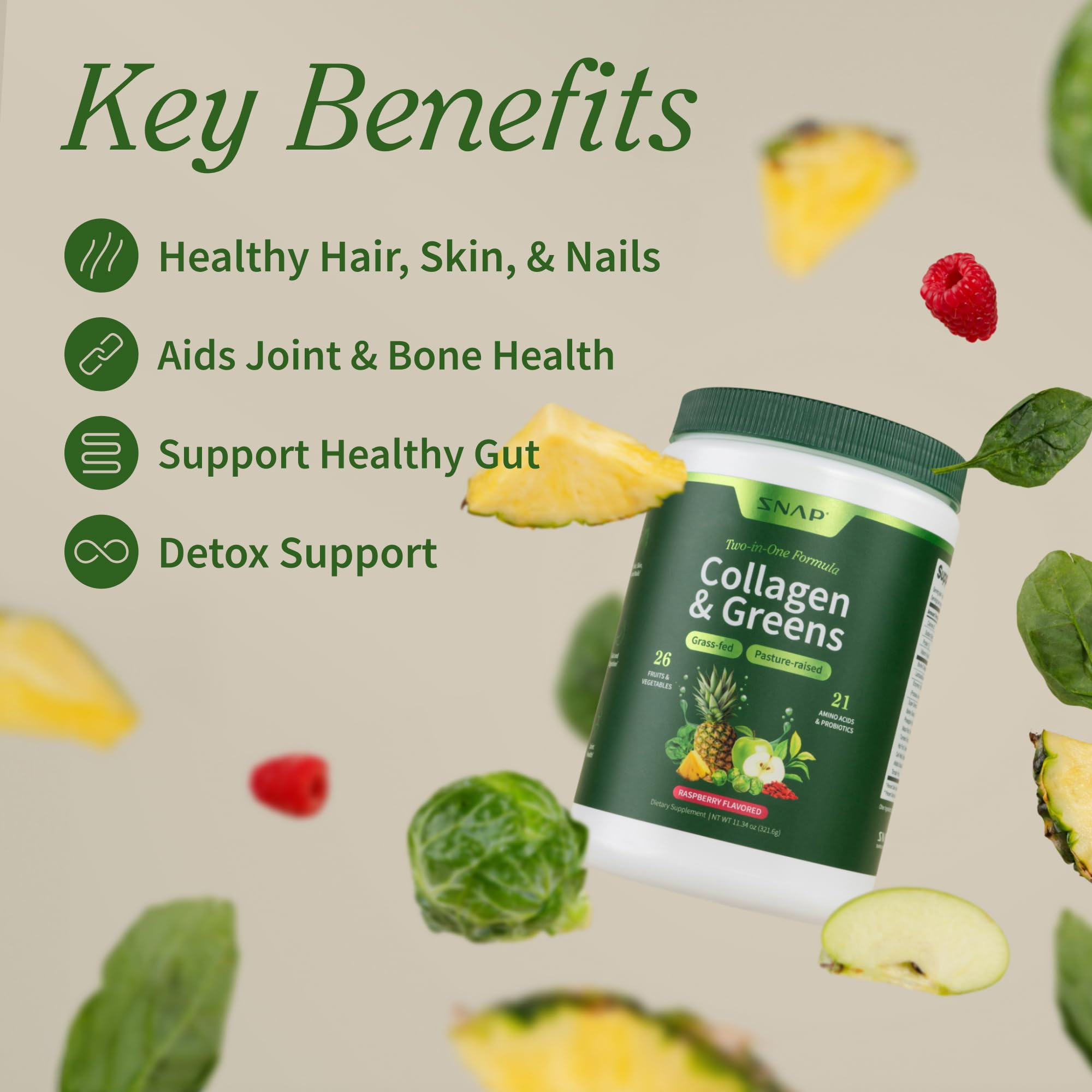 Foto 6 pulgar | Suplementos Snap Supplements Super Greens en Polvo con Colágeno - Venta Internacional