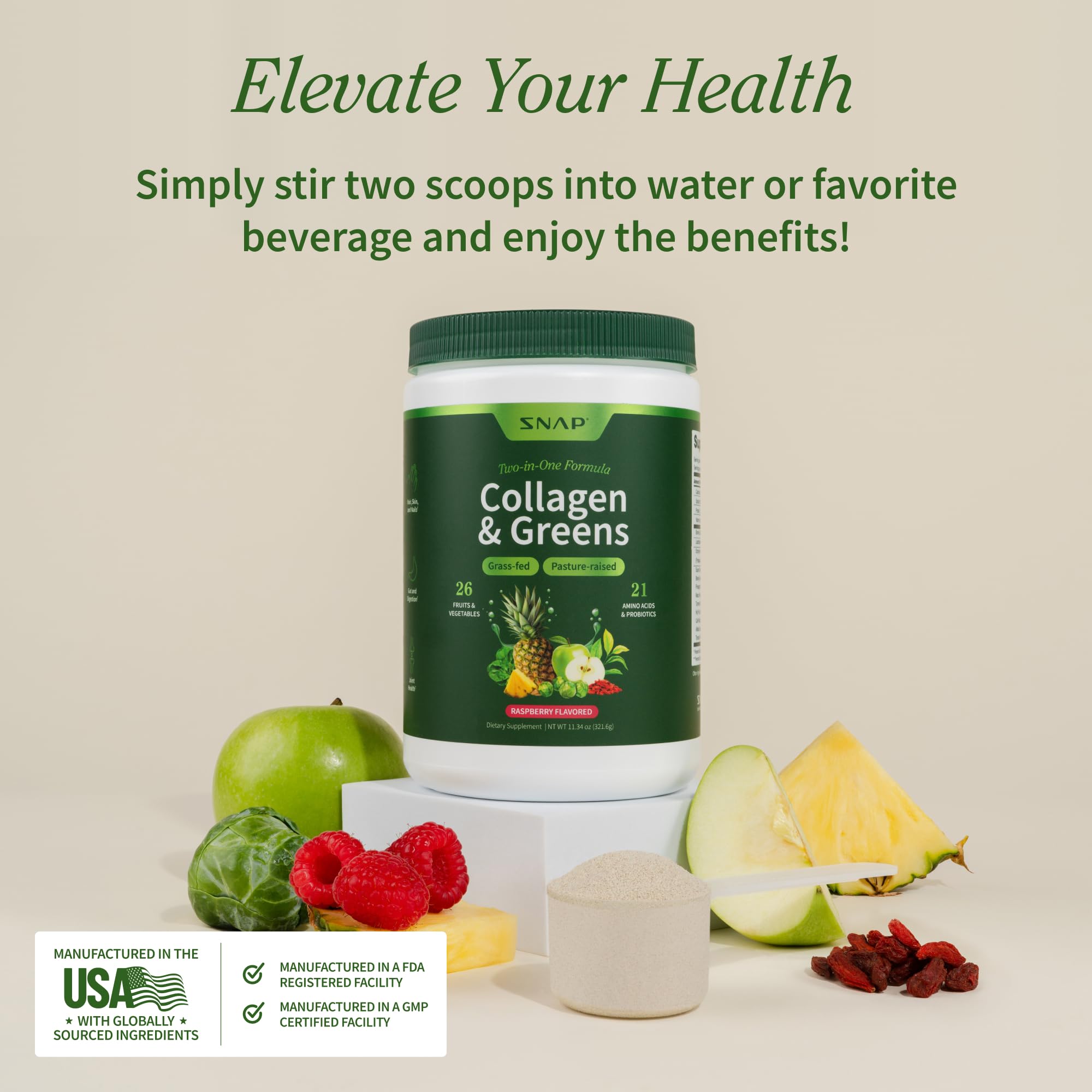 Foto 7 | Suplementos Snap Supplements Super Greens en Polvo con Colágeno - Venta Internacional