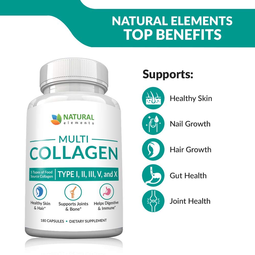 Foto 3 | Suplemento Natural Elements Multi Collagen 180 Cápsulas - Venta Internacional.