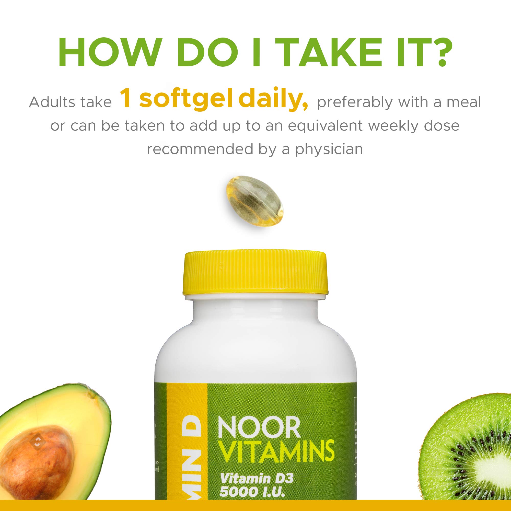 Foto 7 | Suplemento Noor Vitamins, Halal, Vitamina D3, 5000 Ui, Cápsulas Blandas, 60 Unidades - Venta Internacional.