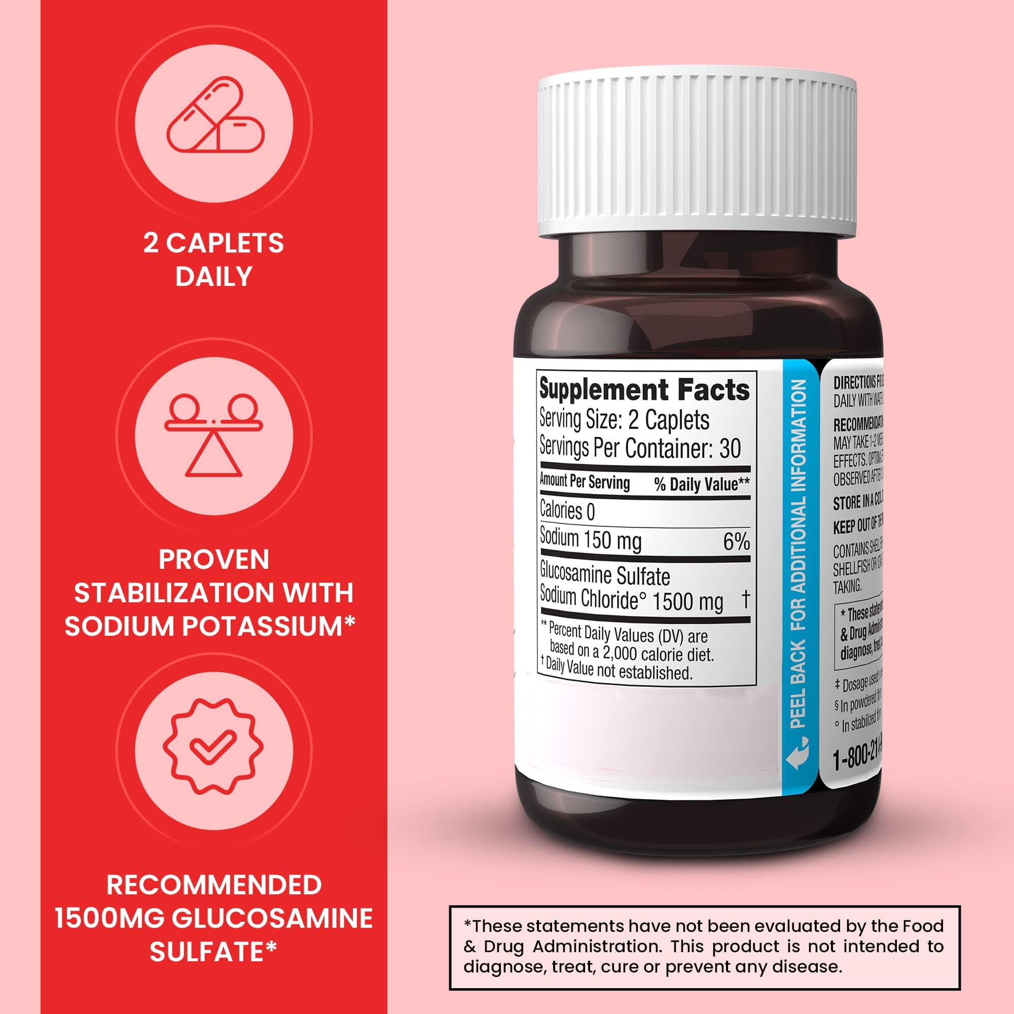 Foto 2 | Suplemento Dona Sulfato De Glucosamina Cristalino 750 Mg 60 Píldoras - Venta Internacional