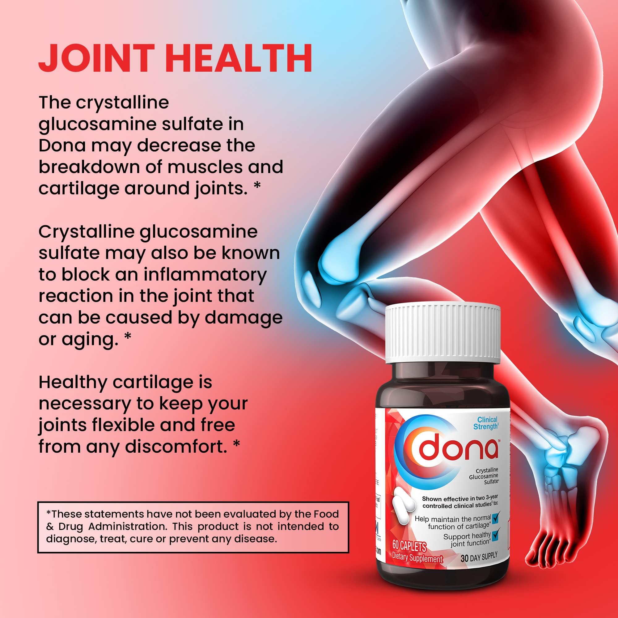 Foto 5 pulgar | Suplemento Dona Sulfato De Glucosamina Cristalino 750 Mg 60 Píldoras - Venta Internacional