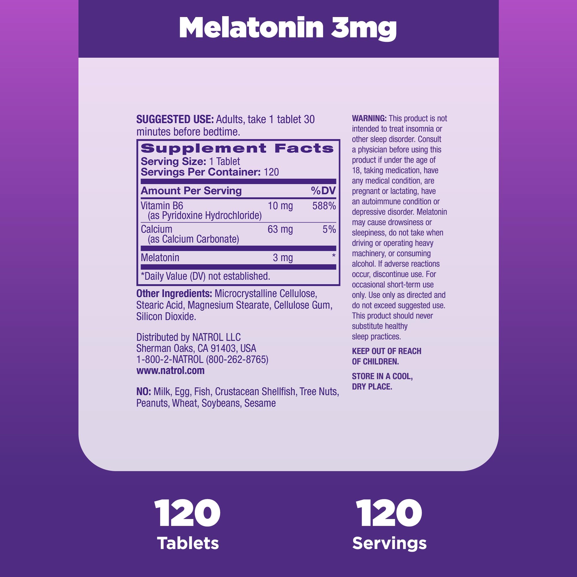 Foto 6 pulgar | Tabletas para Dormir Natrol Melatonin 3 mg 120 Tabletas - Venta Internacional