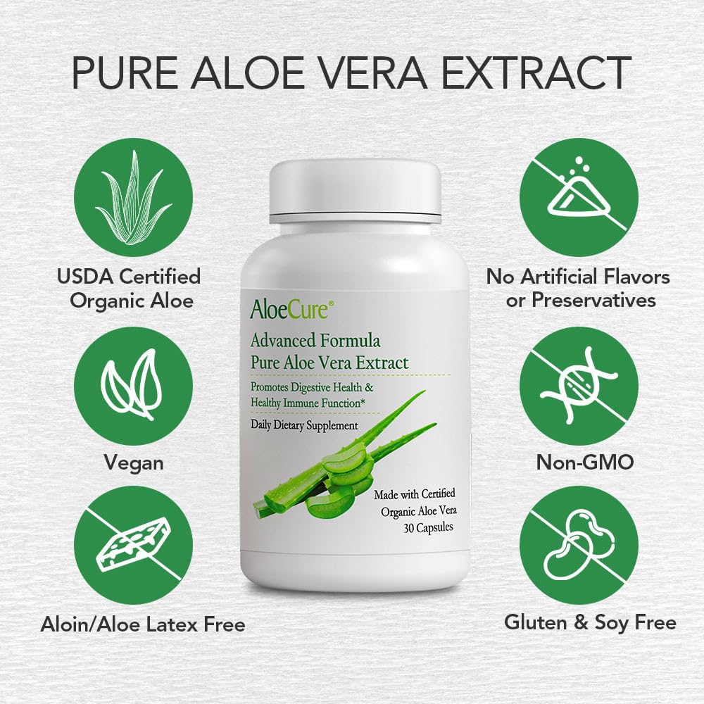 Foto 6 pulgar | Suplemento Aloecure de Aloe Vera Orgánico 30 Cápsulas - Venta Internacional