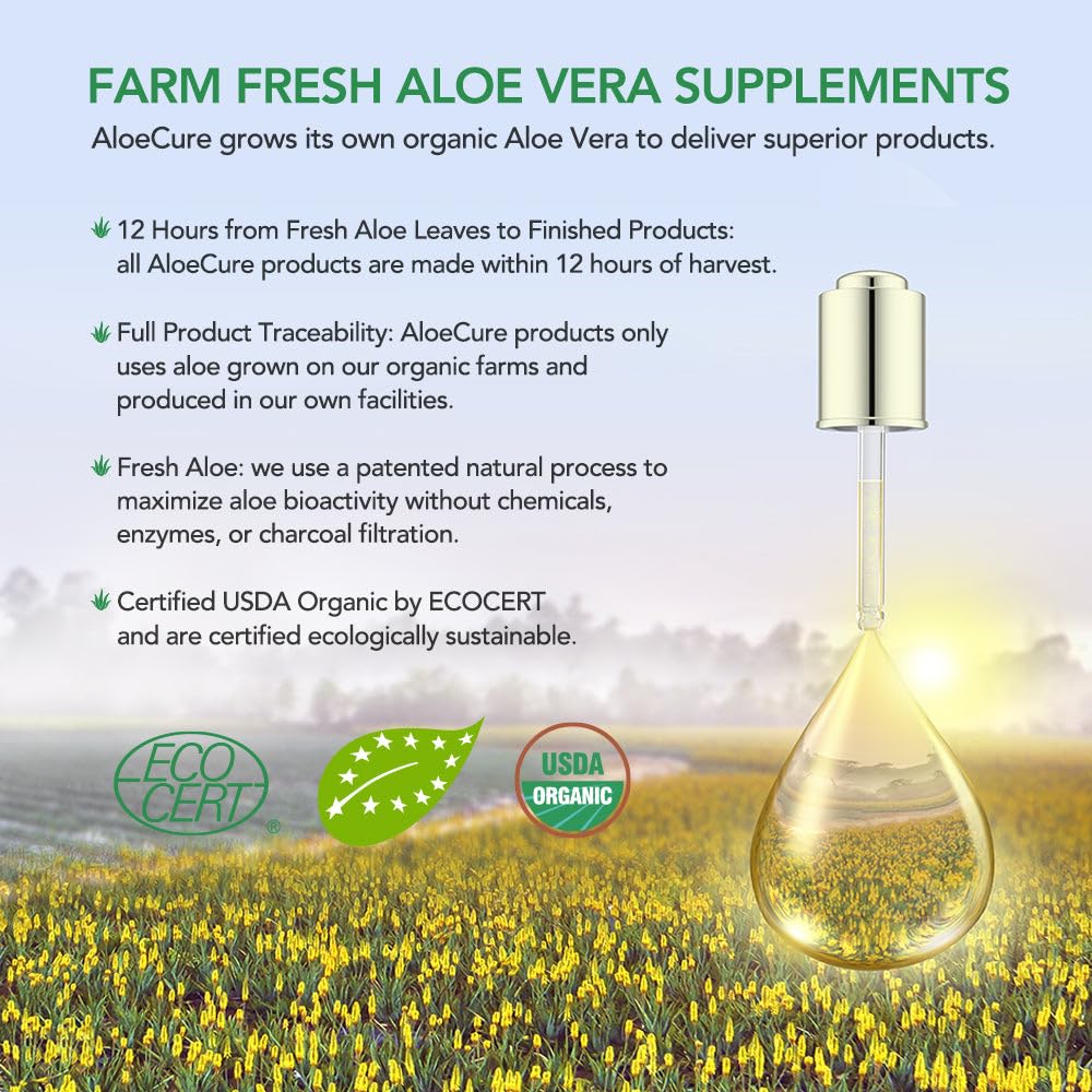 Foto 7 pulgar | Suplemento Aloecure de Aloe Vera Orgánico 30 Cápsulas - Venta Internacional