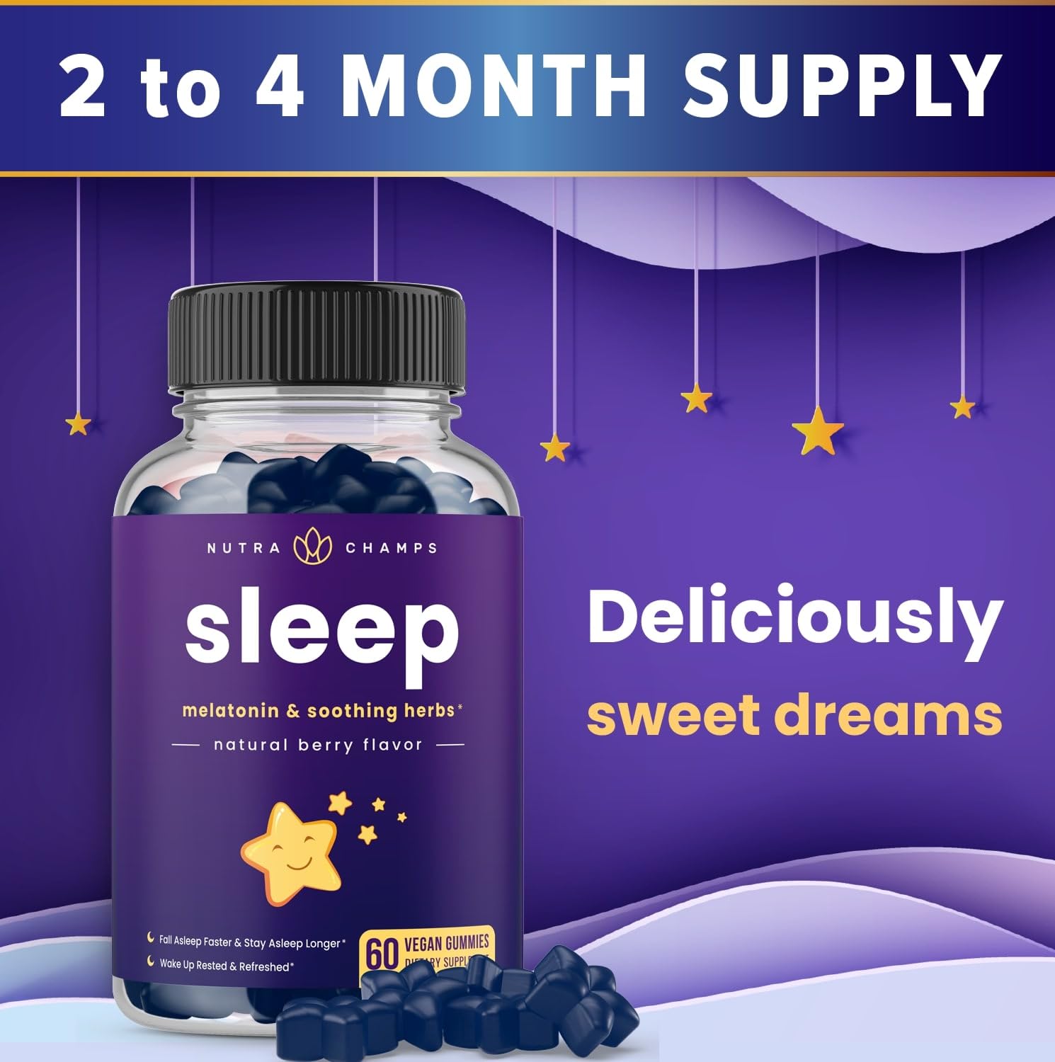 Foto 5 pulgar | Gomitas para Dormir Nutrachamps Melatonina 120 Gomitas - Venta Internacional