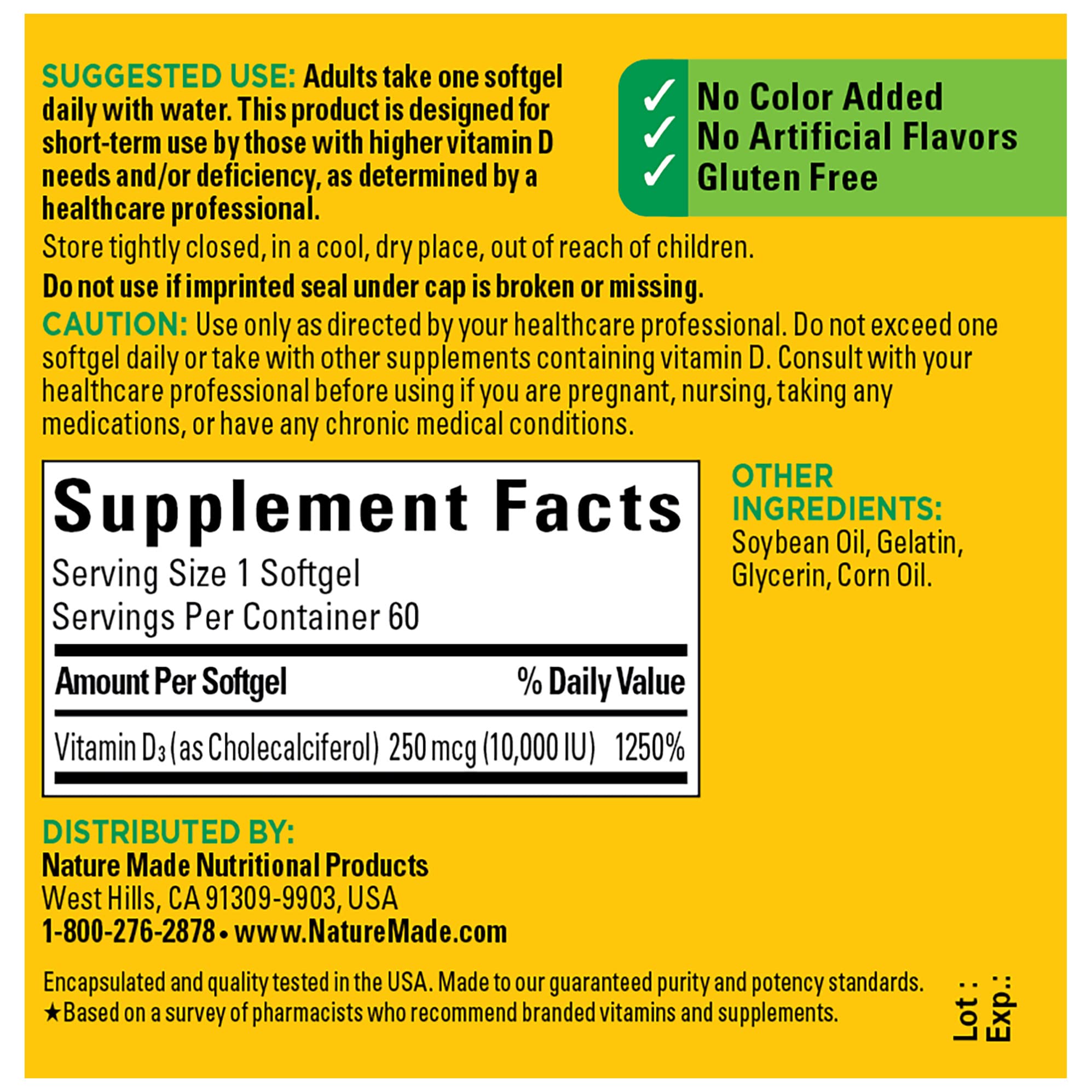 Foto 5 | Suplemento de Vitamina D3  10000 Ui 60 Cápsulas Blandas - Venta Internacional