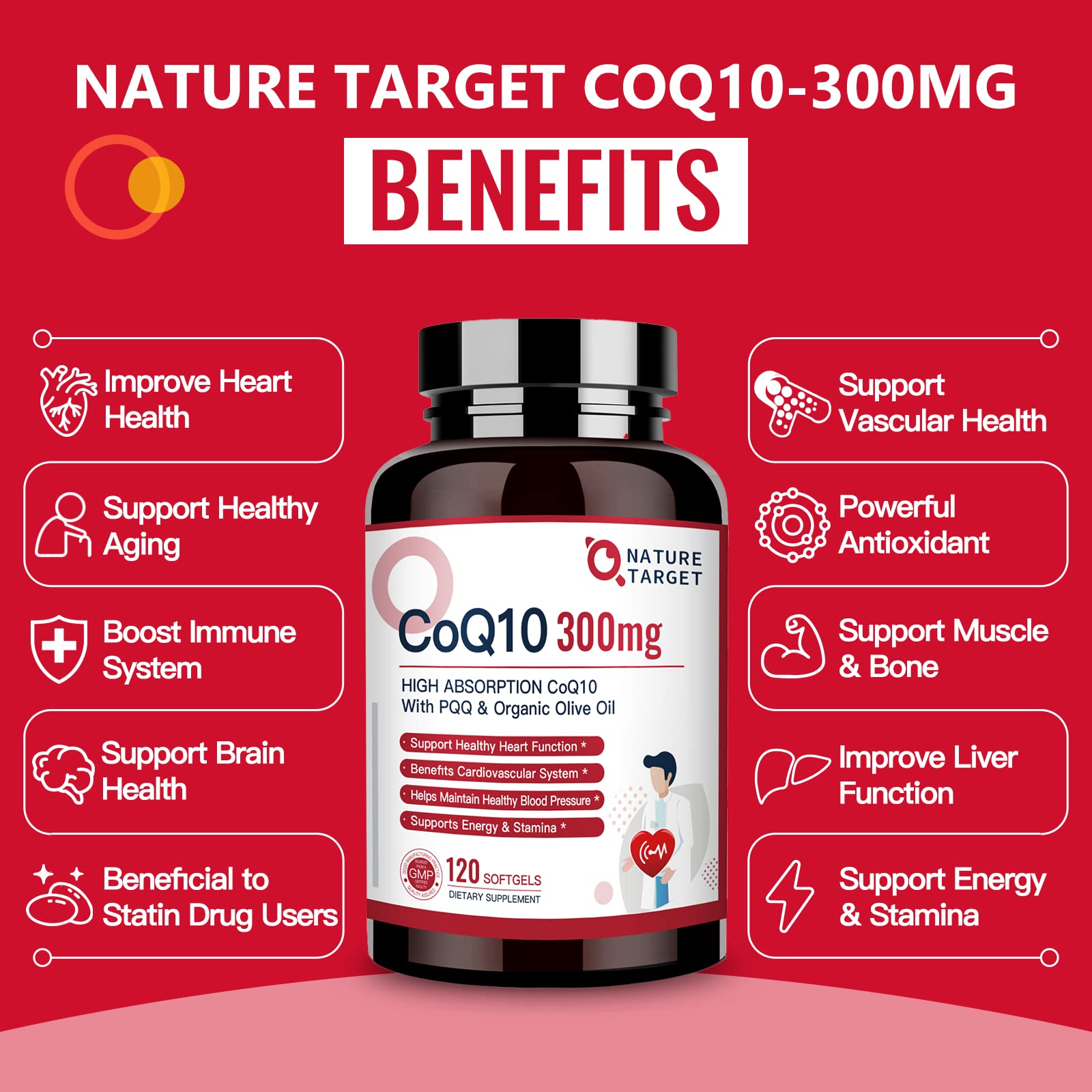 Foto 4 | Suplemento Nature Target Coq10 de 120 Tabletas-Venta Internacional