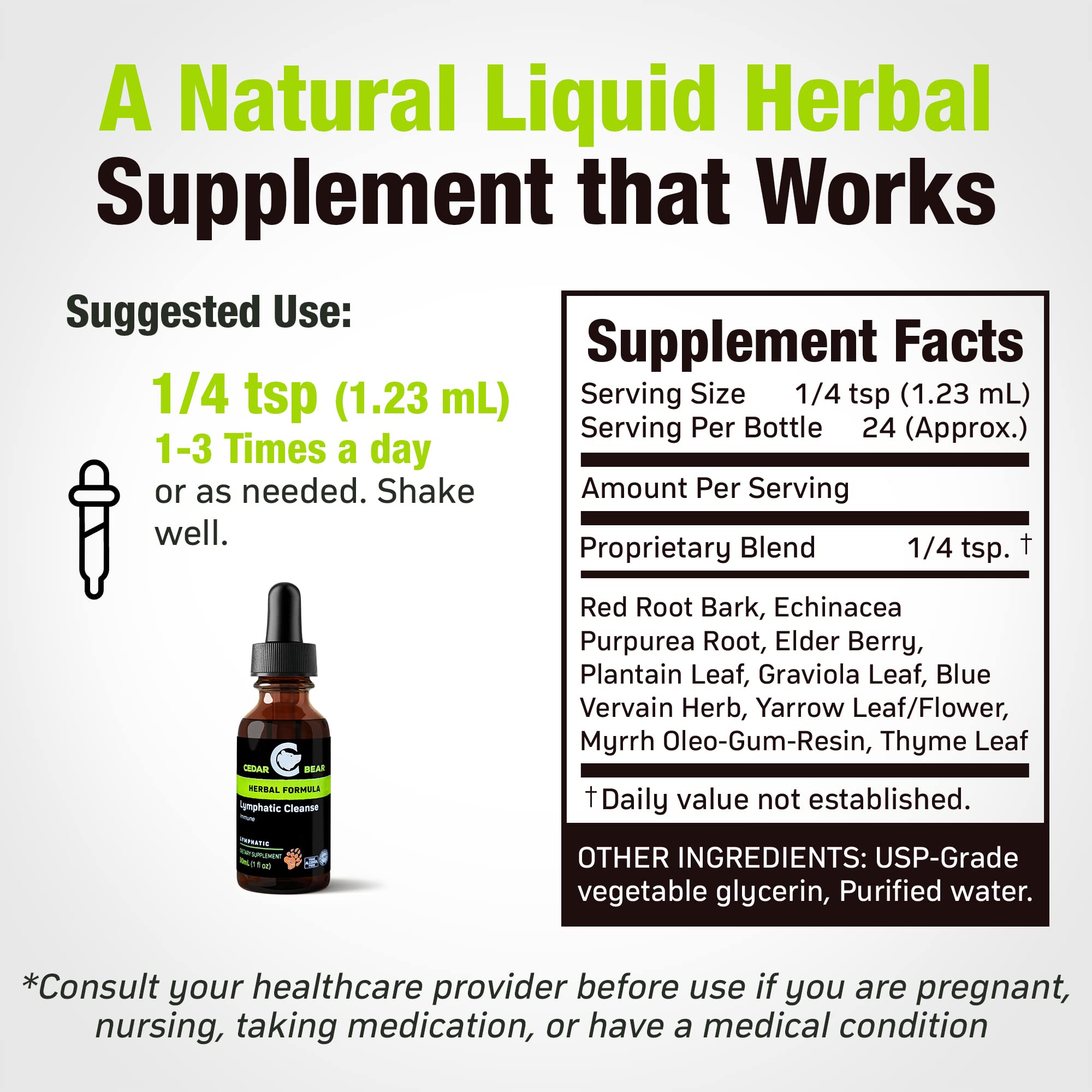 Foto 3 pulgar | Suplemento Cedar Bear Lymphatic Cleanse Apoyo Inmunológico 30 Ml - Venta Internacional