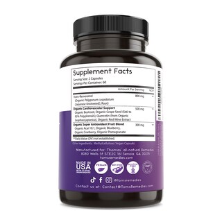 Foto 6 | Suplemento Thomas' All-natural Remedies Resveratrol de 120 Cápsulas-Venta Internacional