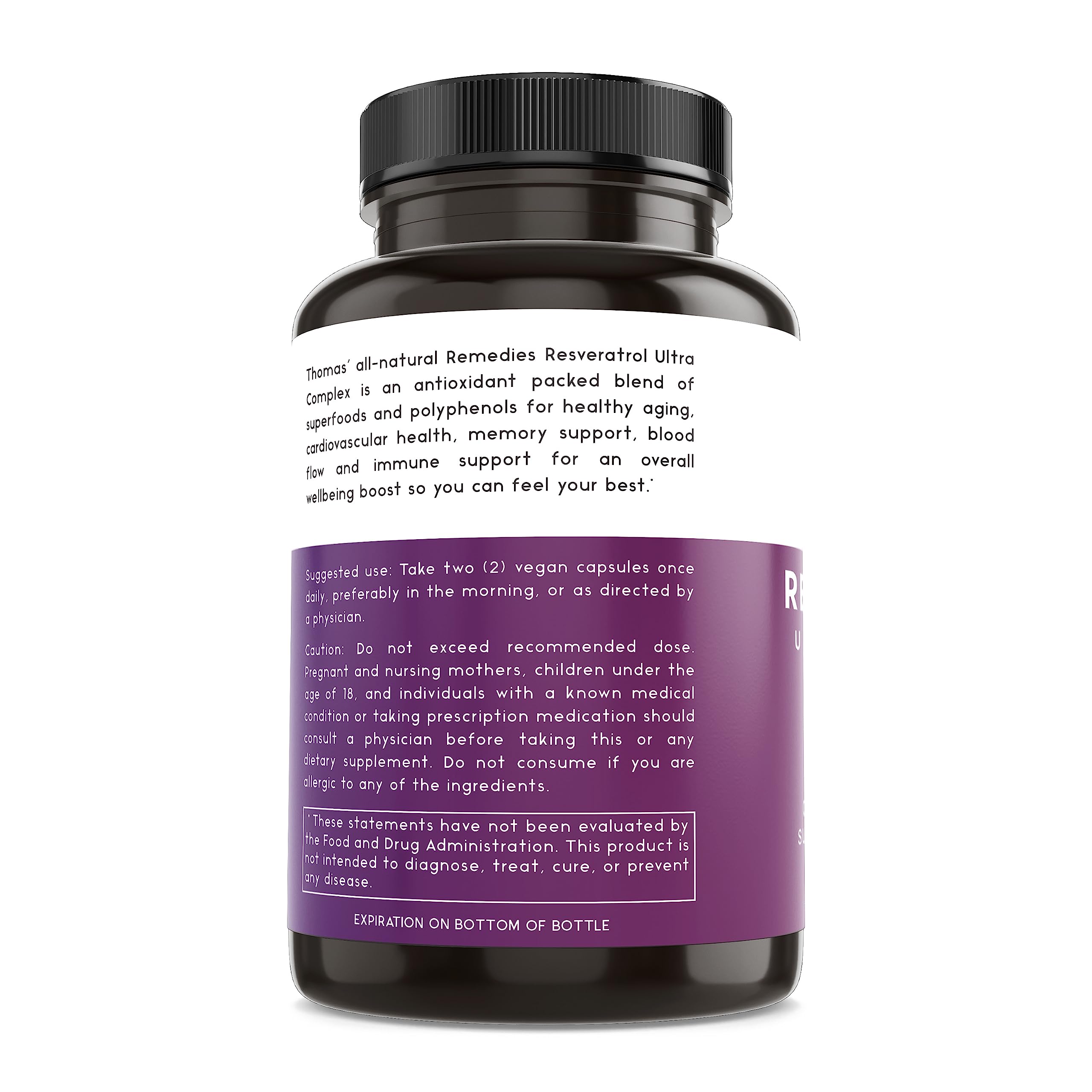 Foto 7 | Suplemento Thomas' All-natural Remedies Resveratrol de 120 Cápsulas-Venta Internacional
