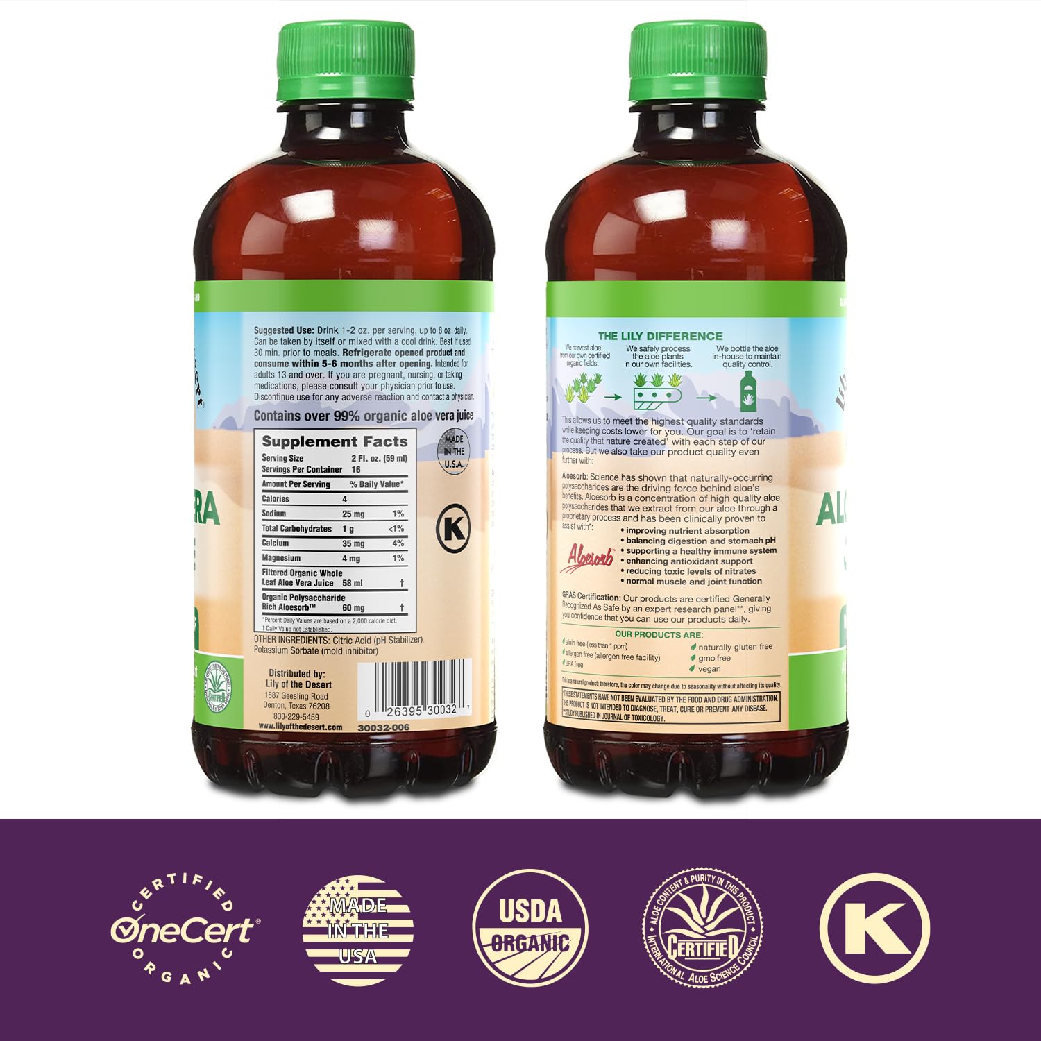 Foto 3 pulgar | Jugo De Aloe Vera Lily Of The Desert 2 Piezas de 946 ml-Venta Internacional