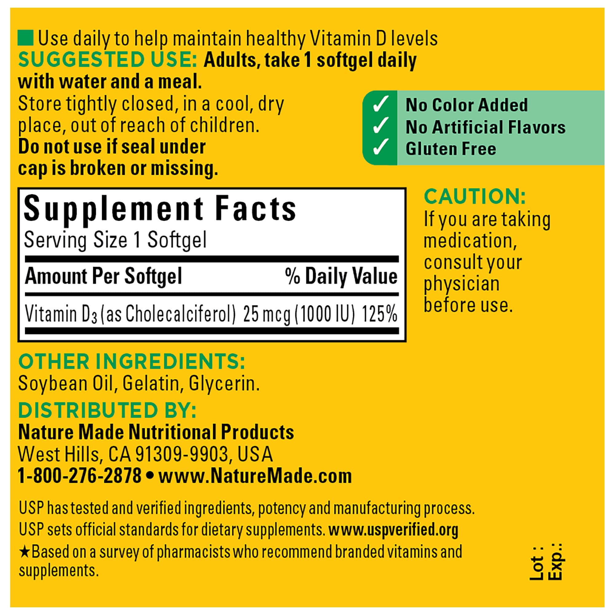 Foto 5 | Suplemento Nature Made De Vitamina D3 2 Piezas de 100 Tabletas-Venta Internacional