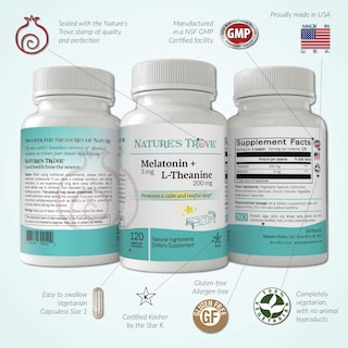 Foto 3 | Suplemento Nature's Trove Melatonina 3 Mg + L Teanina 200 mg - Venta Internacional