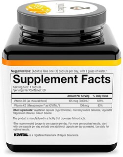 Foto 3 | Suplemento Youtheory K2 D3 para la Salud Ósea y Cardíaca 60 Cápsulas - Venta Internacional