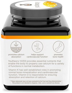 Foto 4 | Suplemento Youtheory K2 D3 para la Salud Ósea y Cardíaca 60 Cápsulas - Venta Internacional
