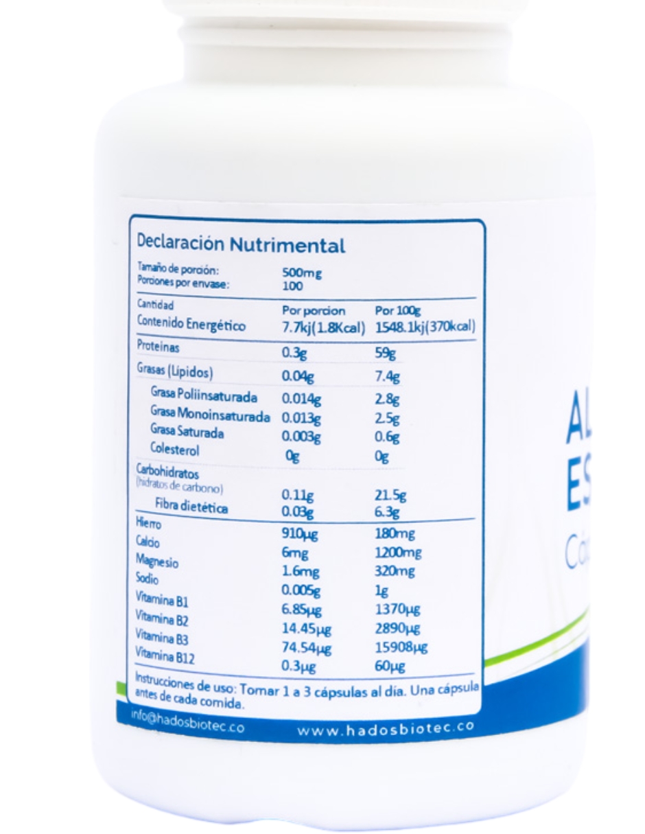 Foto 5 pulgar | Alga Espirulina Cápsulas Hadosbiotec 100 Cápsulas 50 Gr Ingredientes Naturales 100% Alga Espirulina Maxima Sin