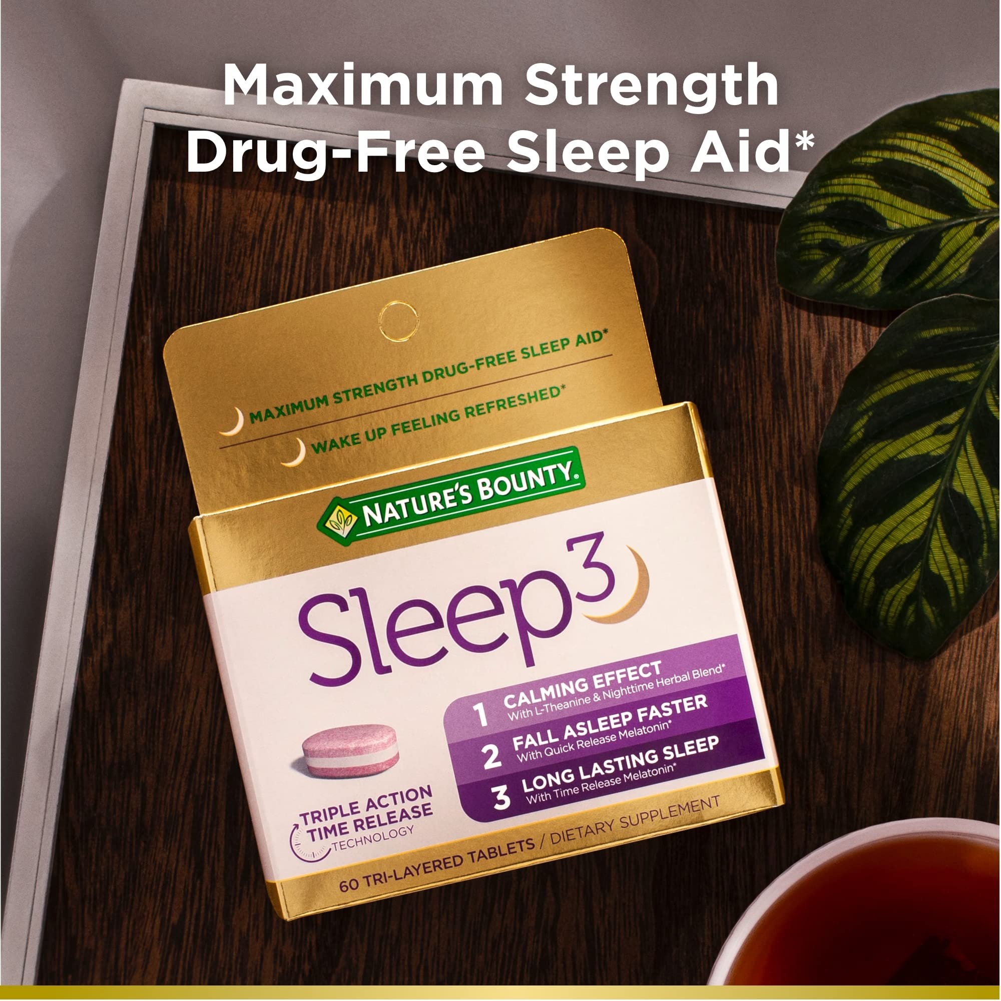 Foto 5 pulgar | Suplemento de apoyo para dormir Nature's Bounty Sleep3 Melatonina 10 Mg 60 Comprimidos - Venta Internacional