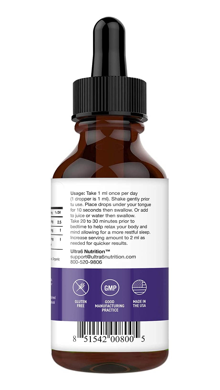 Foto 5 | Gotas de Melatonina Sleep Aid Ultra6 Nutrition con Raíz de Valeriana - Venta Internacional