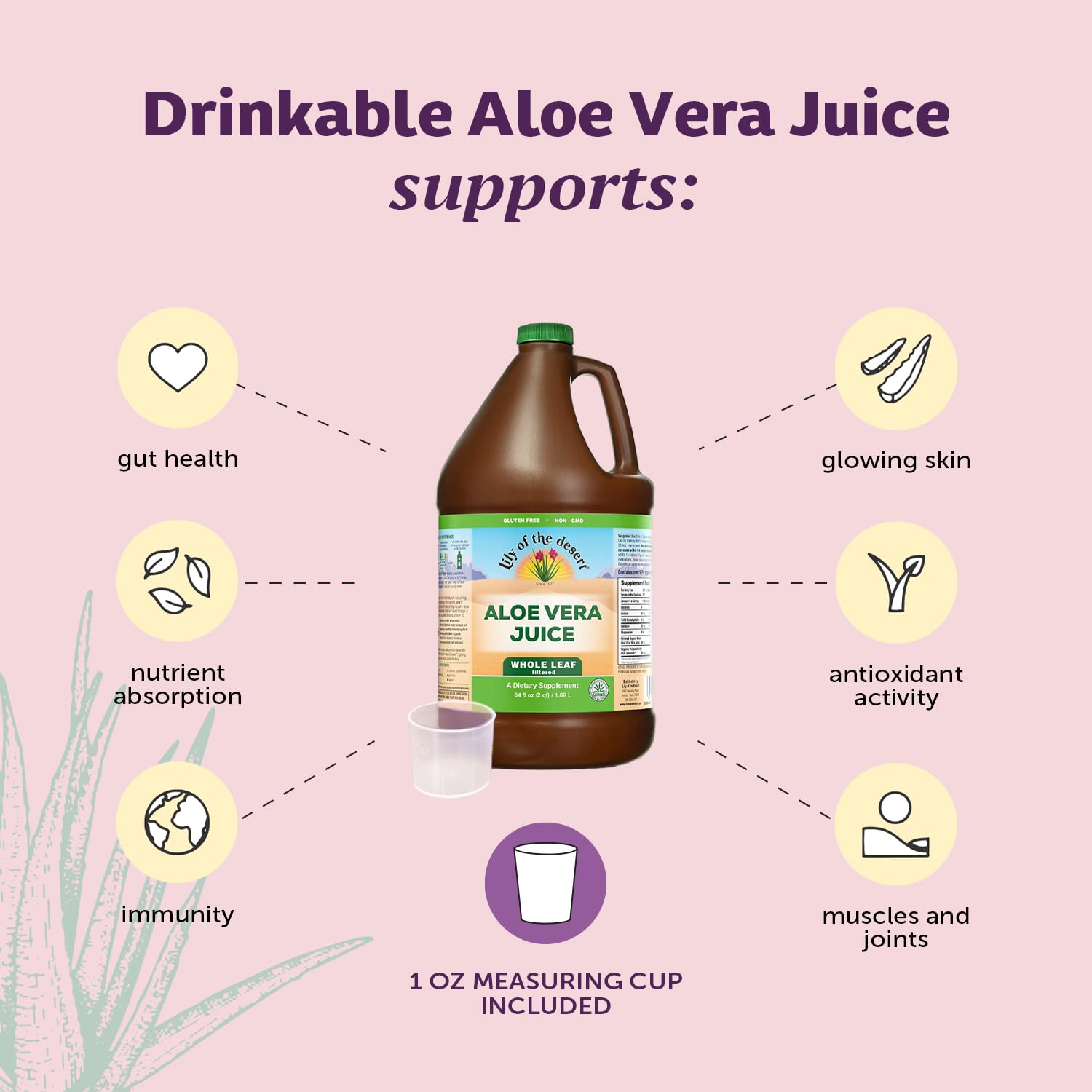 Foto 3 | Jugo de Aloe Vera Lily Of The Desert 1,89 L Sin Ogm - Venta Internacional