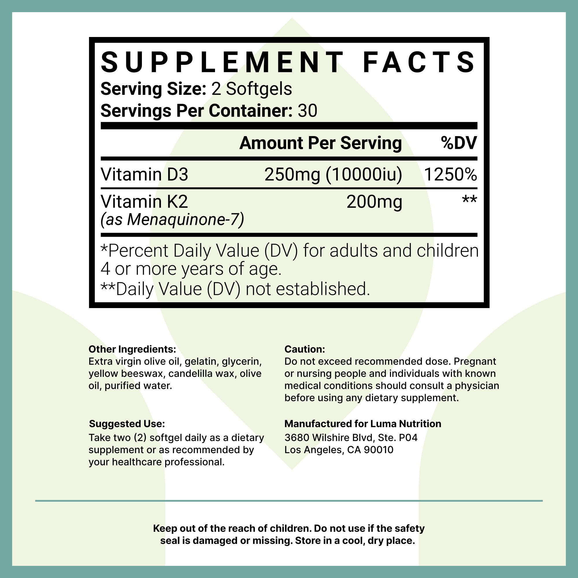 Foto 7 pulgar | Suplemento Luma Nutrition De Vitamina D3 + K2, 10000 Ui 60 Cápsulas- Venta Internacional