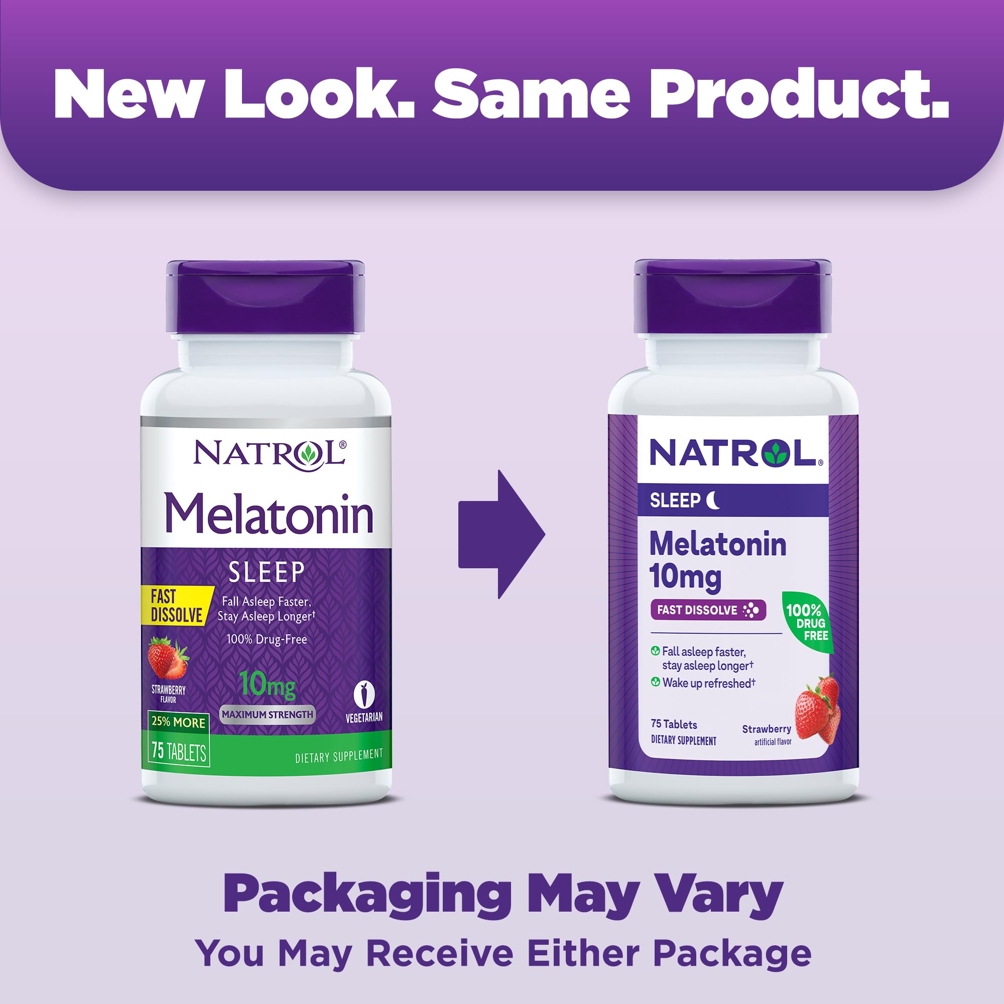 Foto 2 | Suplementos de Melatonina Natrol Fast Dissolve 10 mg 75 Comprimidos - Venta Internacional