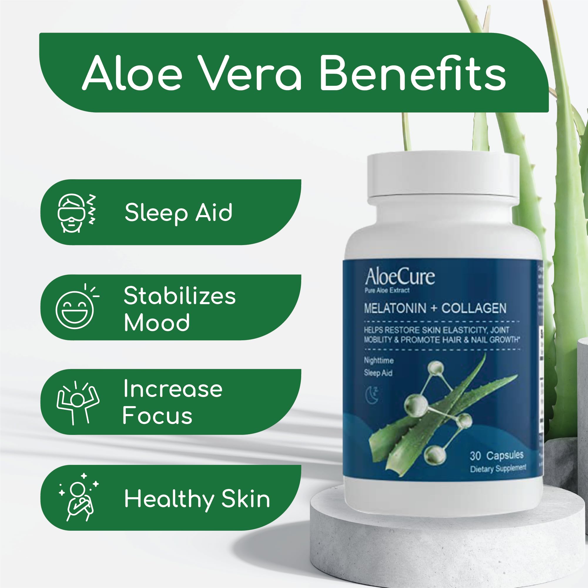 Foto 3 pulgar | Suplemento Aloecure Natural Melatonin+colágeno 30 Cápsulas - Venta Internacional
