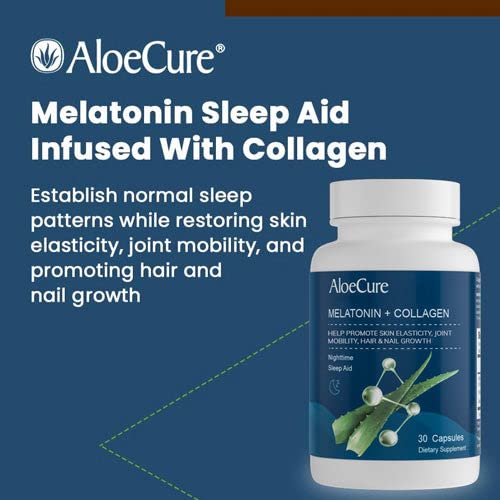 Foto 8 pulgar | Suplemento Aloecure Natural Melatonin+colágeno 30 Cápsulas - Venta Internacional