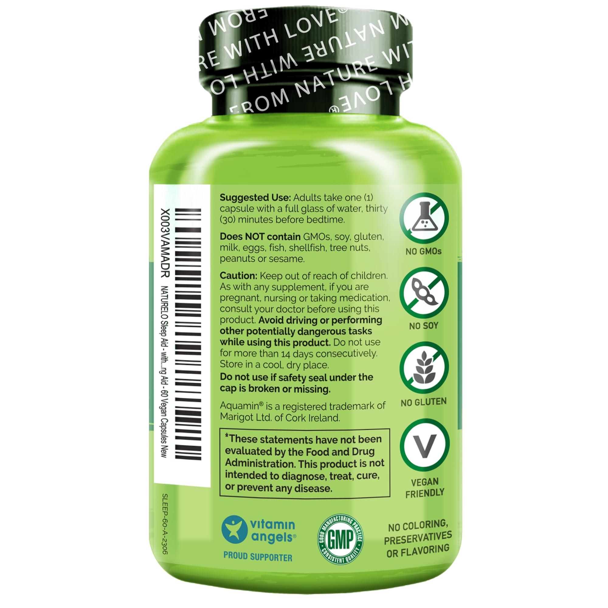 Foto 3 pulgar | Sleep Aid Naturelo con Melatonina Magnesio y Gaba 60 Cápsulas - Venta Internacional