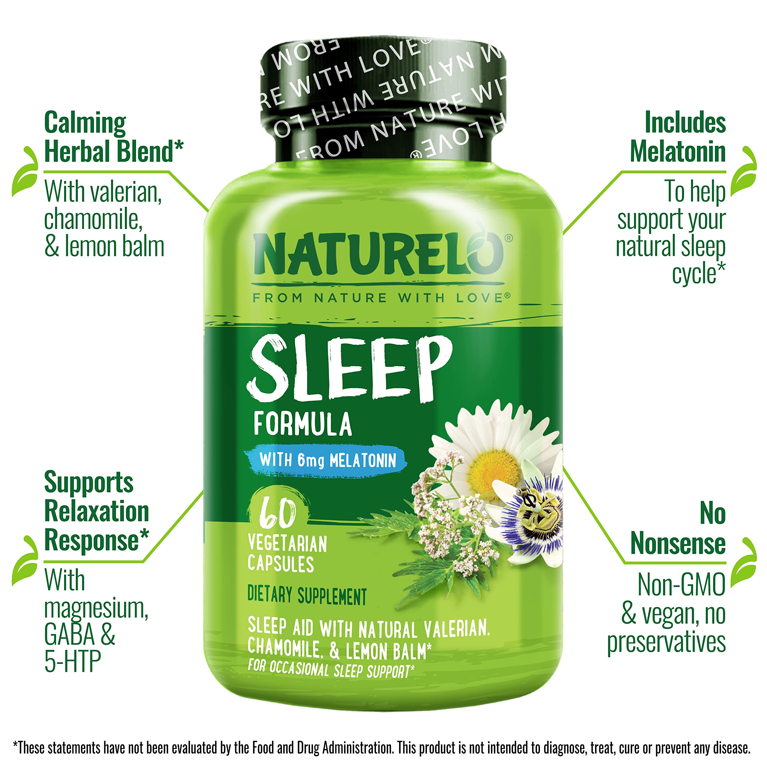 Foto 5 pulgar | Sleep Aid Naturelo con Melatonina Magnesio y Gaba 60 Cápsulas - Venta Internacional