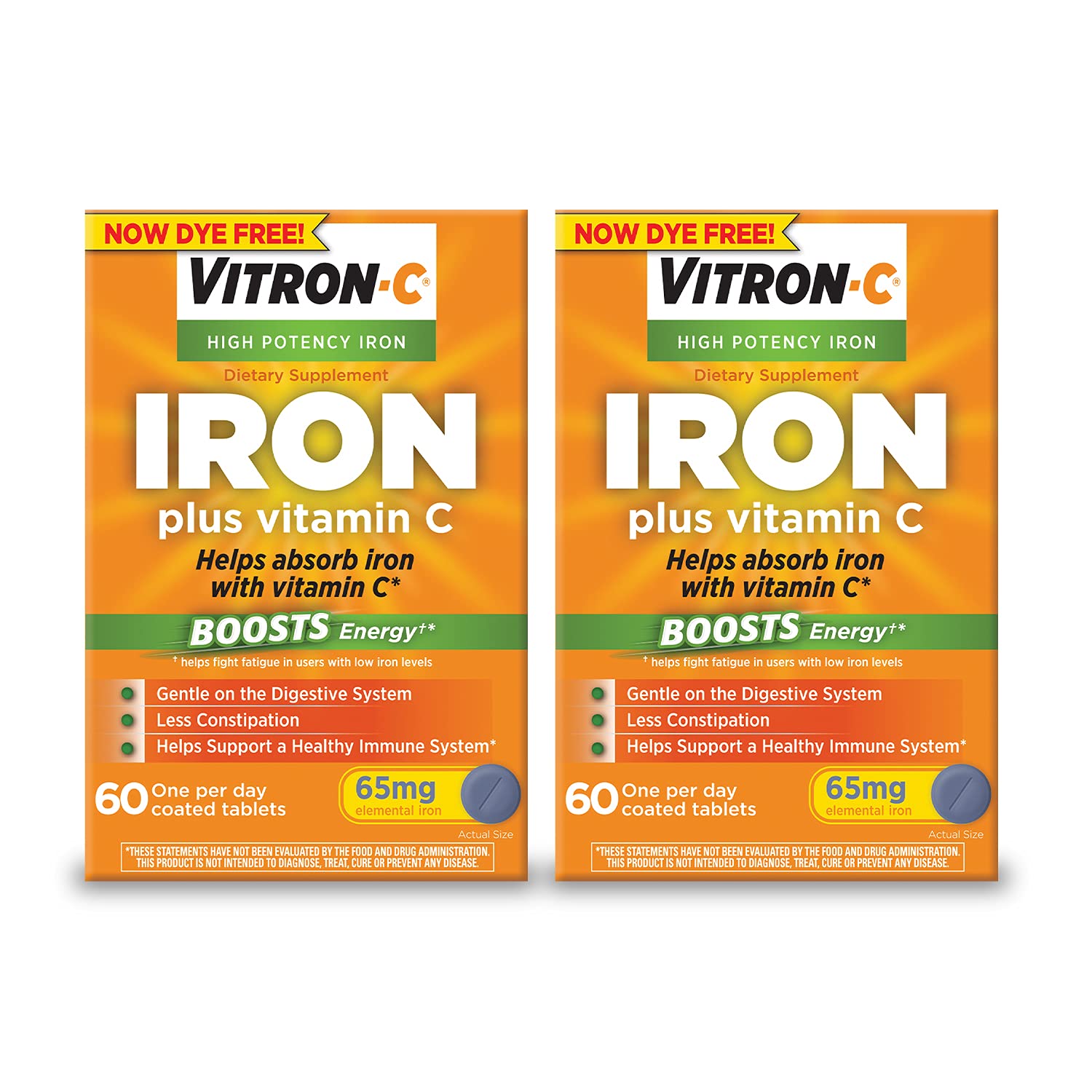 Suplemento de Hierro Vitron-c Alta Potencia 65 Mg 60 Comprimidos X2 - Venta Internacional