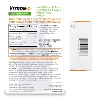 Foto 2 | Suplemento de Hierro Vitron-c Alta Potencia 65 Mg 60 Comprimidos X2 - Venta Internacional
